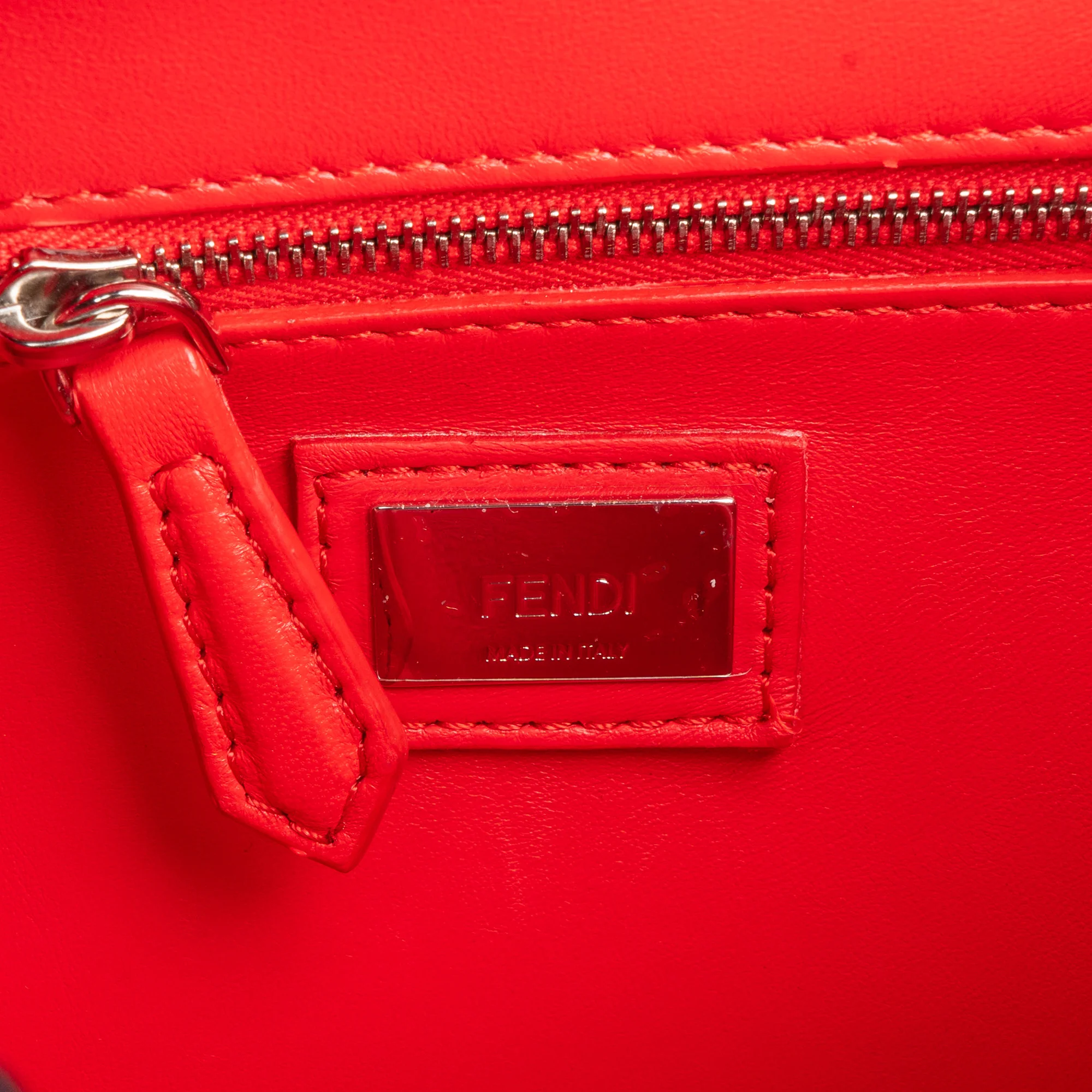 Fendi Red Leather Spikes Mini Peekaboo Handbag