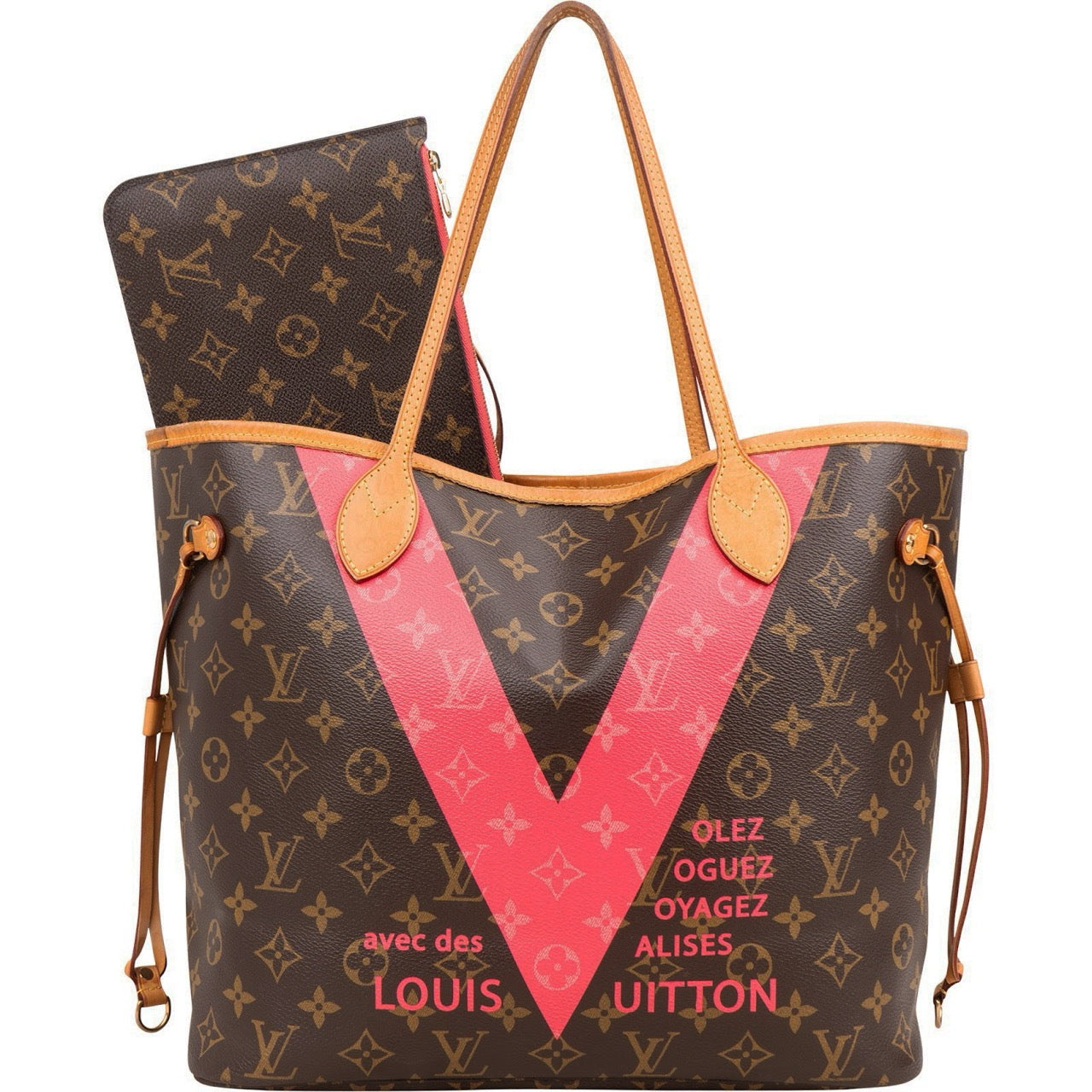 Louis Vuitton Monogram Canvas V Grenade Fuchsia Neverfull MM Shoulder Bag