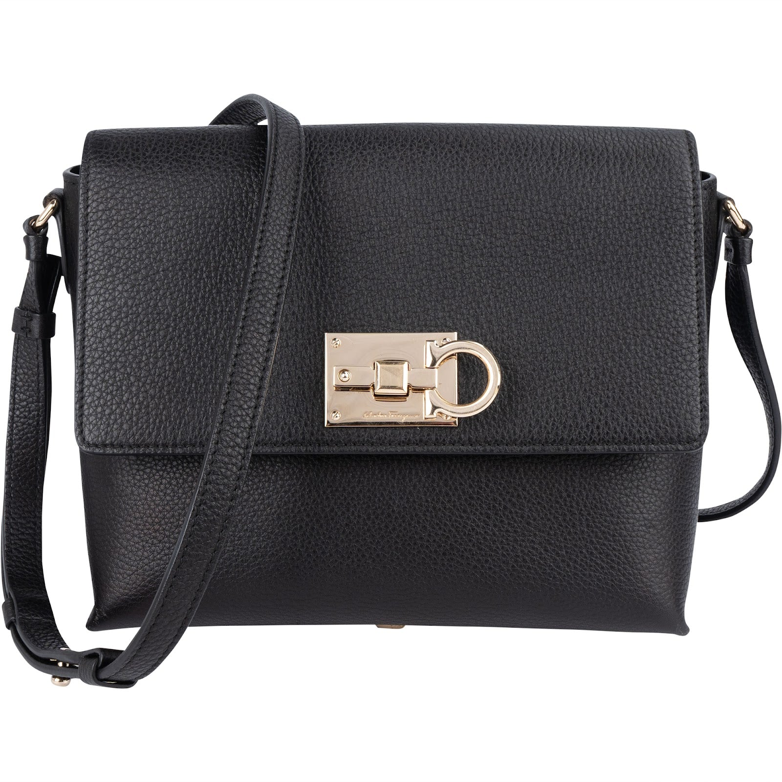 Salvatore Ferragamo Pebbled Leather Gancini Flap Crossbody Bag