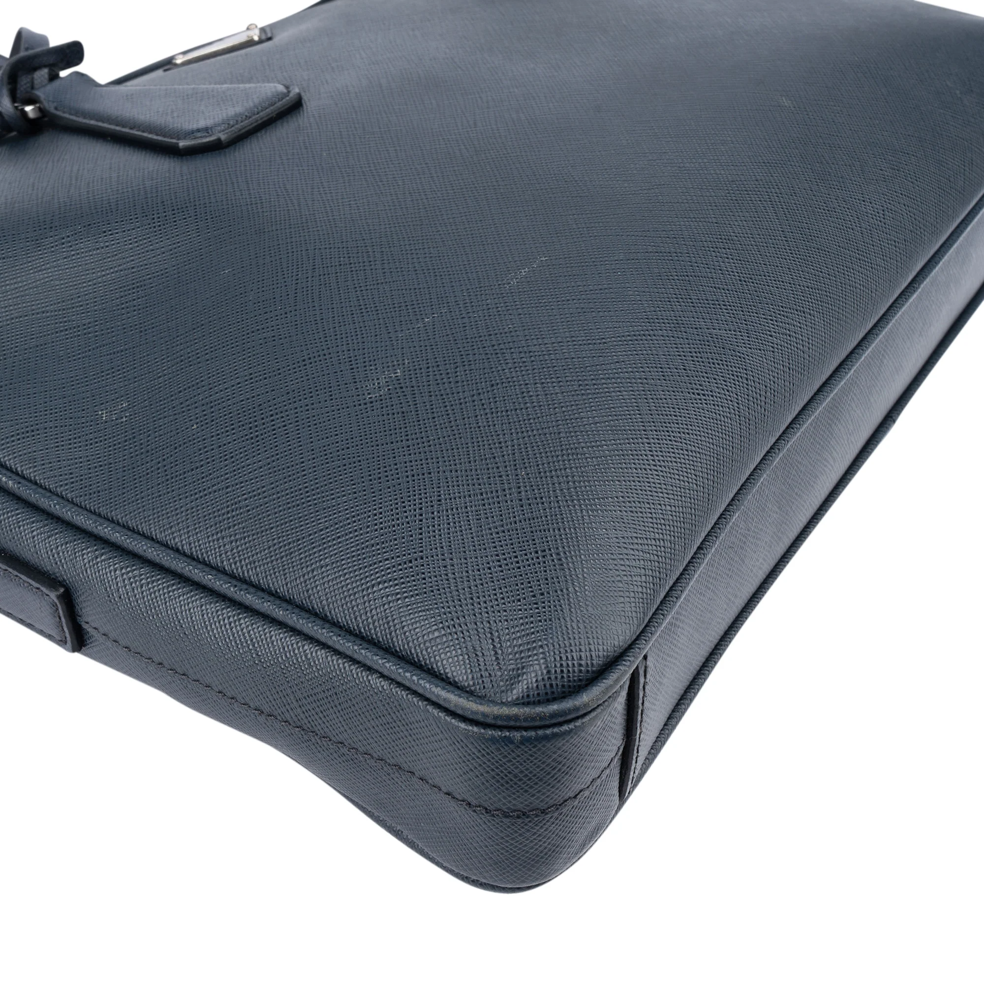 Prada Blue Saffiano Leather Business Tasche