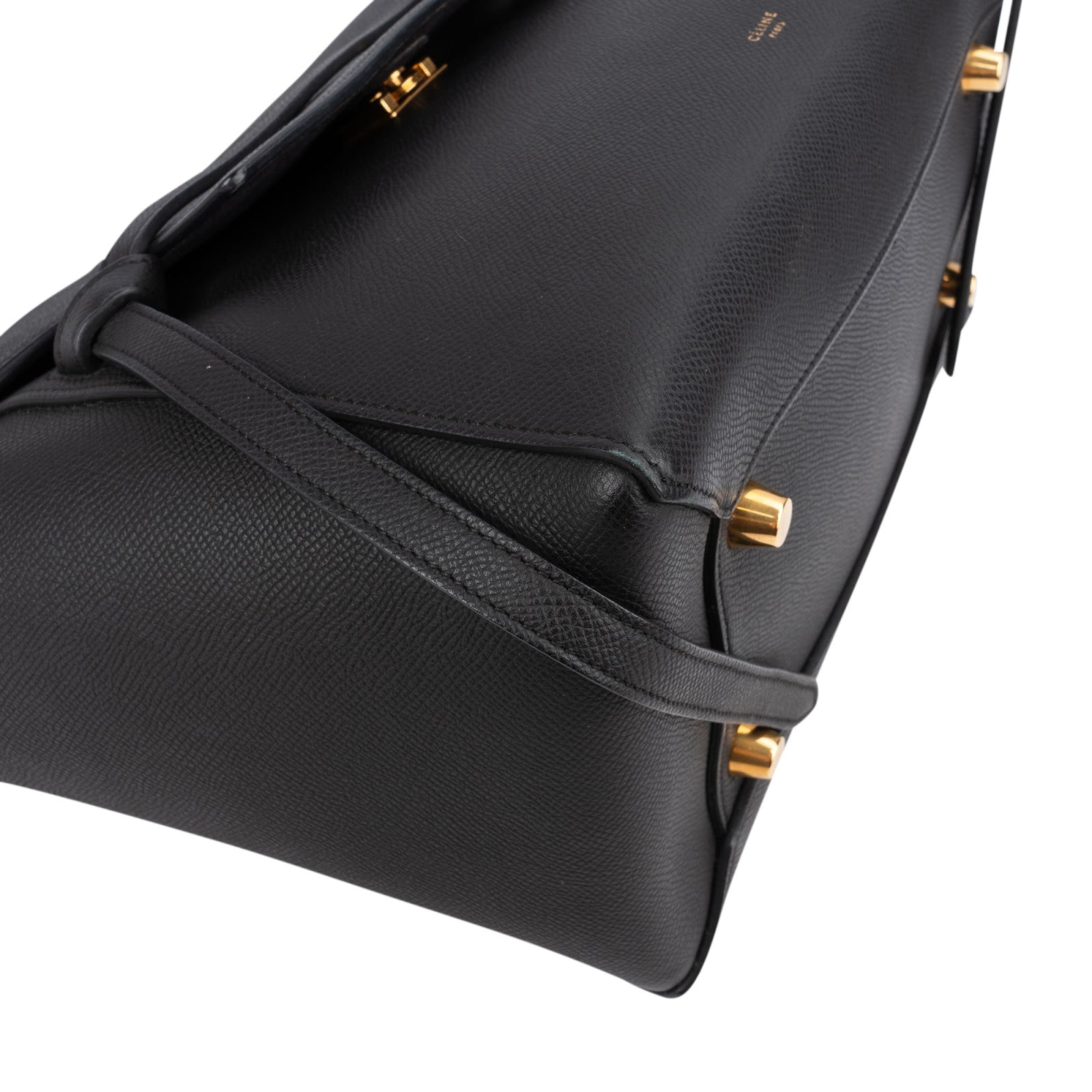 Céline Black Leather Grained Calfskin Belt Handbag