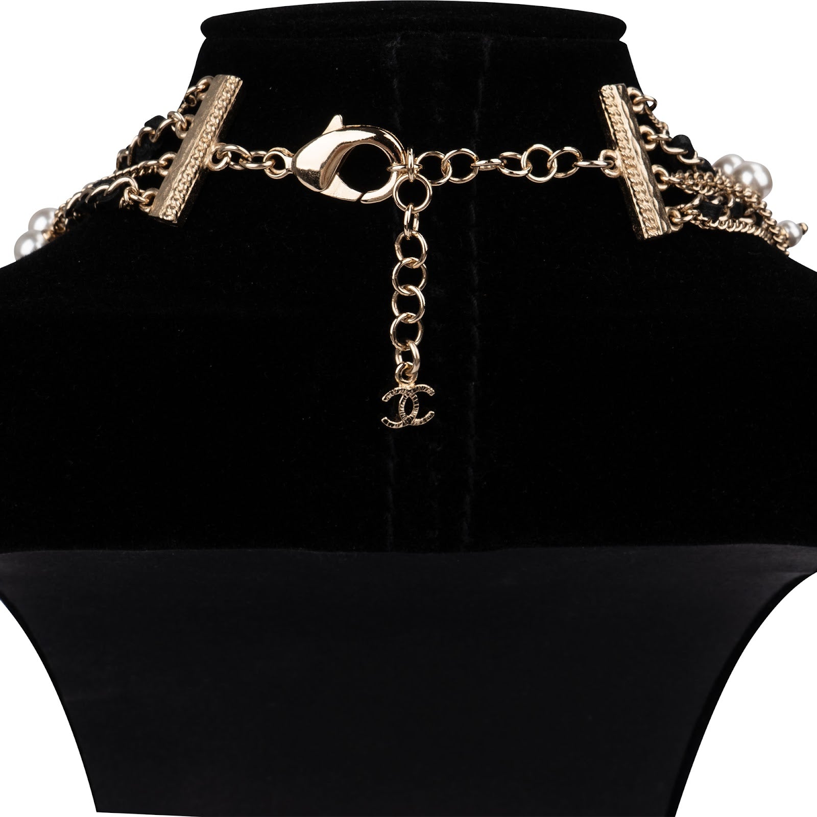 Chanel Multi-Strand Pearl Leather Chain CC Sautoir Necklace