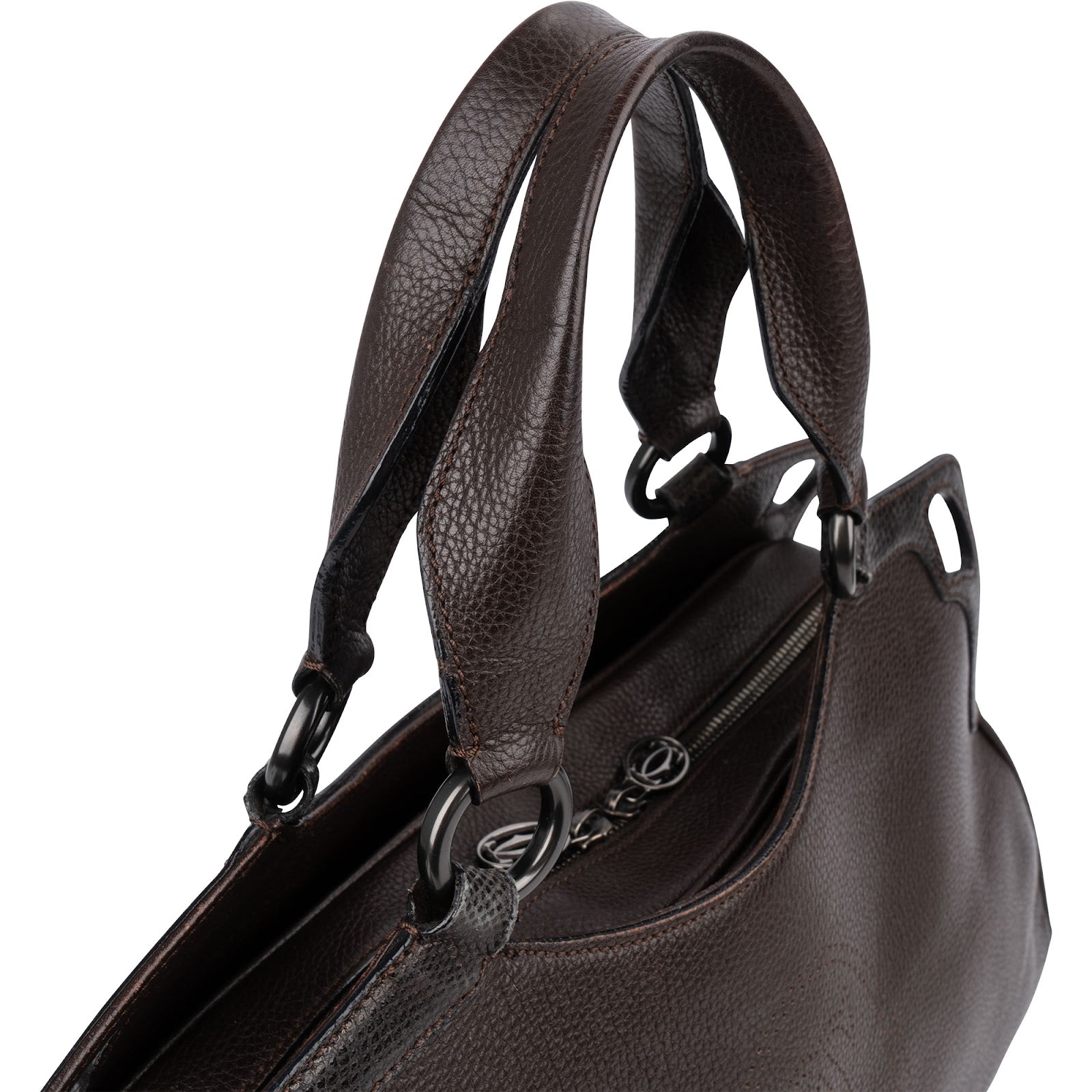 Cartier Brown Pebbled Leather Handbag