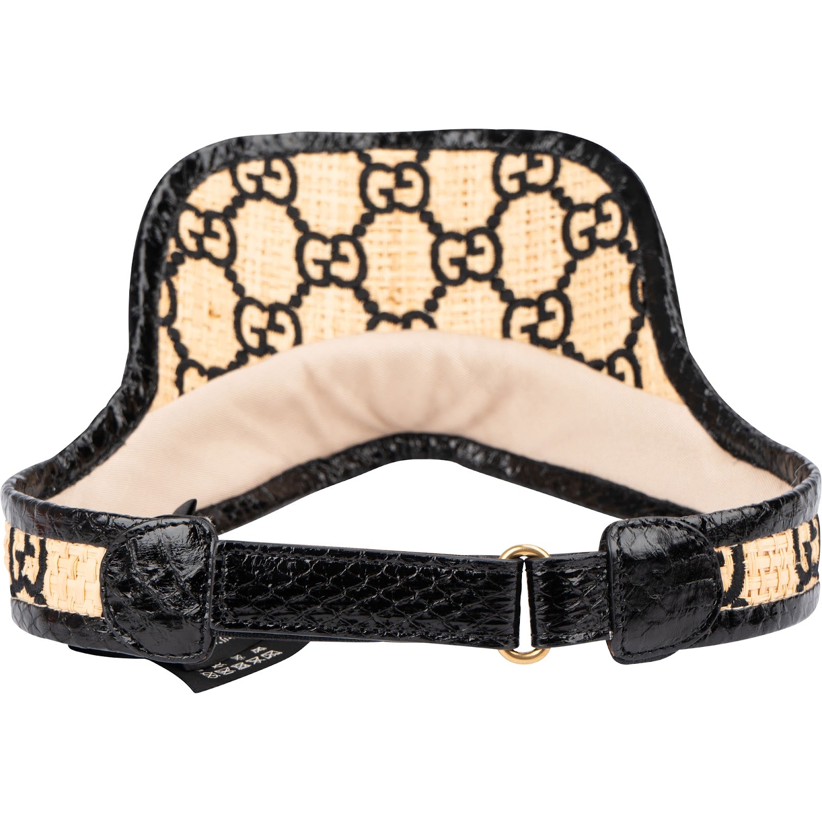 GUCCI - Chapeau à visière GG en cuir et raphia multicolore