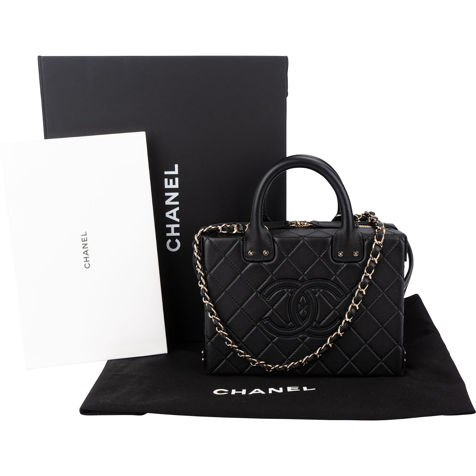 Chanel Quilted Lambskin CC Stitched Vanity Crossbody Handbag