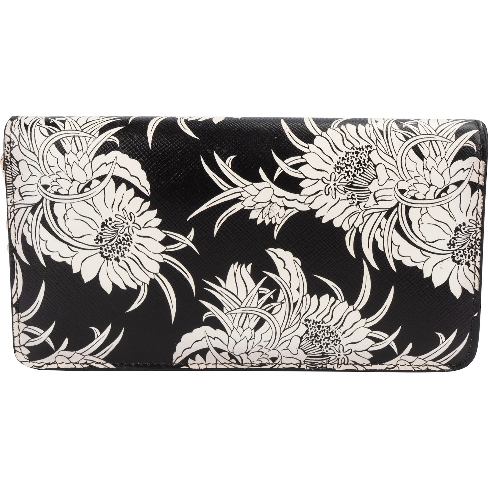 Prada Saffiano Leather Floral Flame Wallet on Chain Crossbody Bag