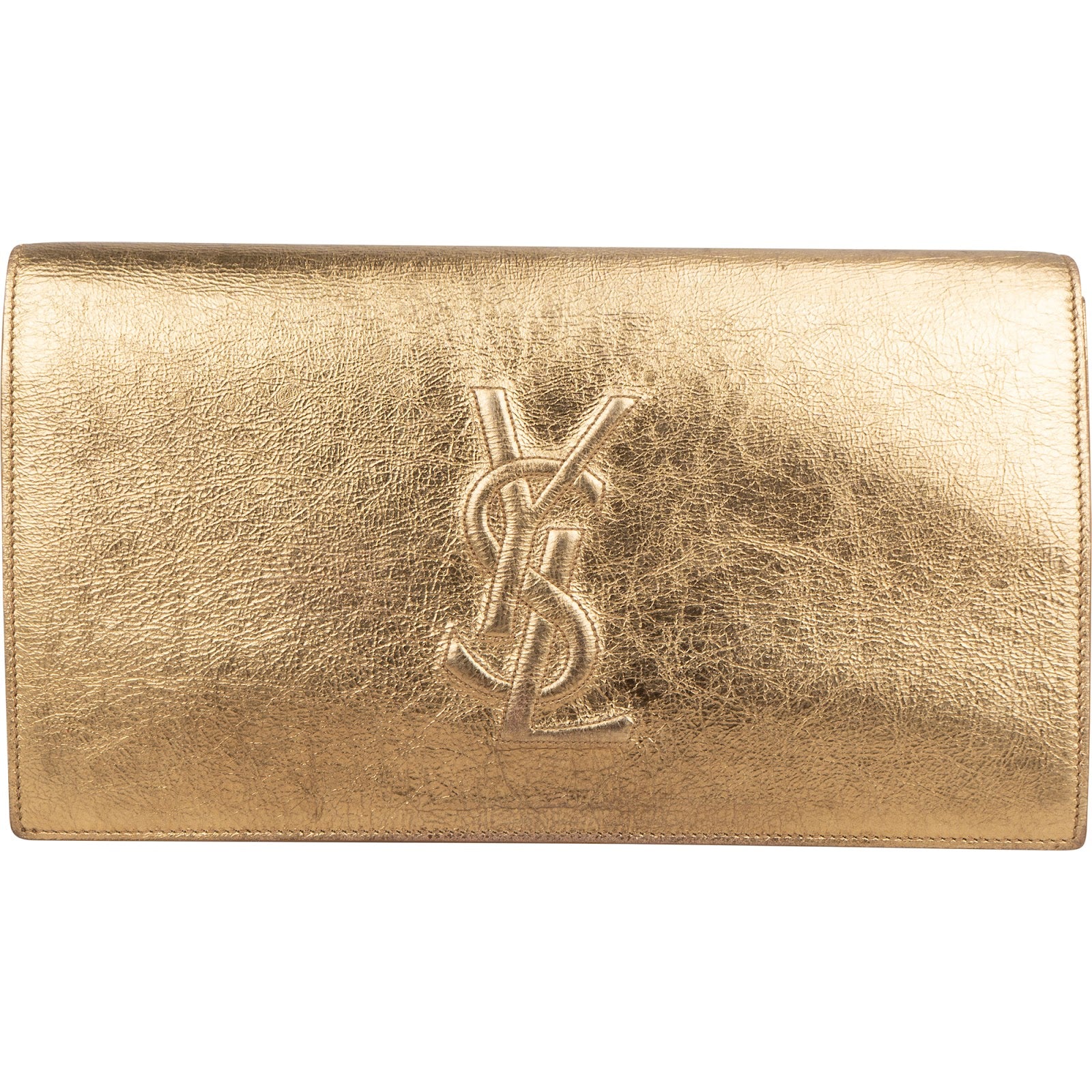 Yves Saint Laurent Crinkled Metallic Leather Cassandre Clutch
