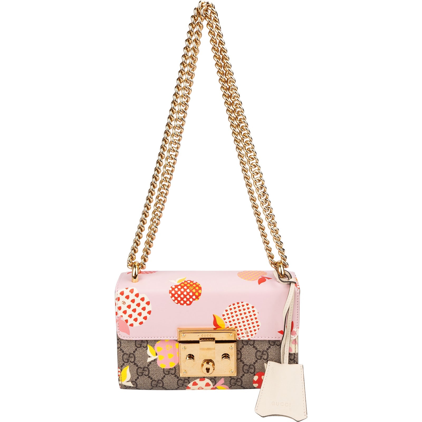 Gucci Monogram GG Supreme Apple Print Padlock Small Shoulder Bag