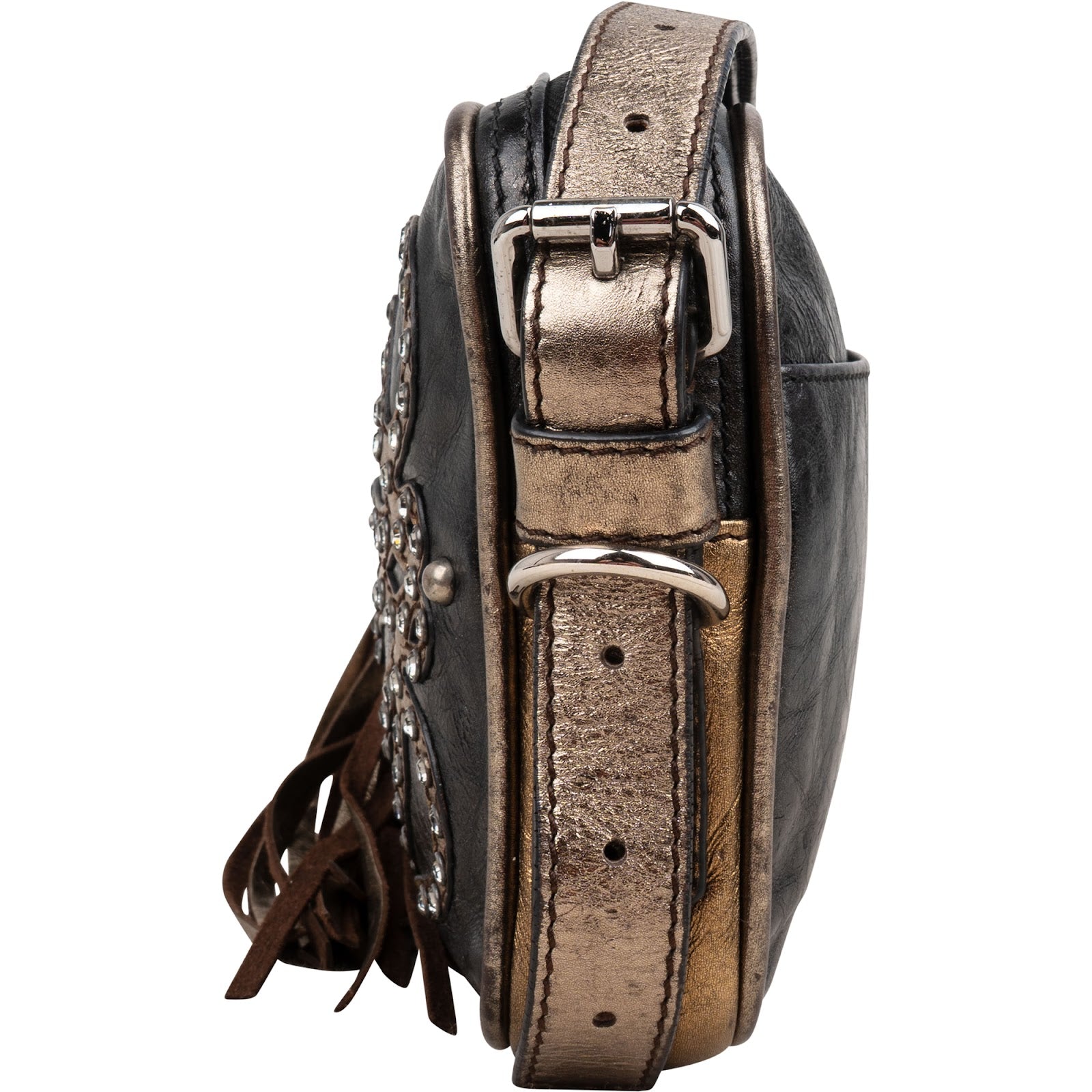 Loewe Leather Anagram Studded Fringe Crossbody Bag