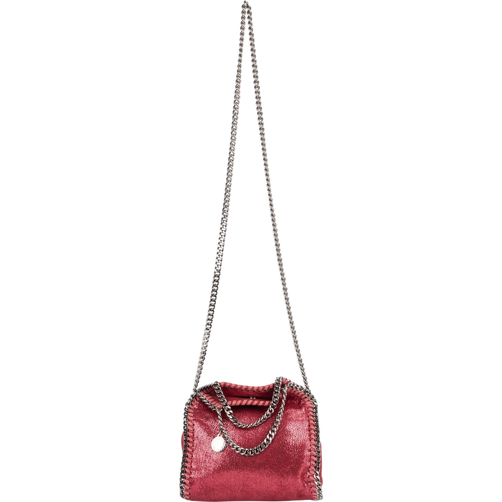 Stella McCartney Metallic Shaggy Mini Falabella Fold Over Tote Crossbody Handbag