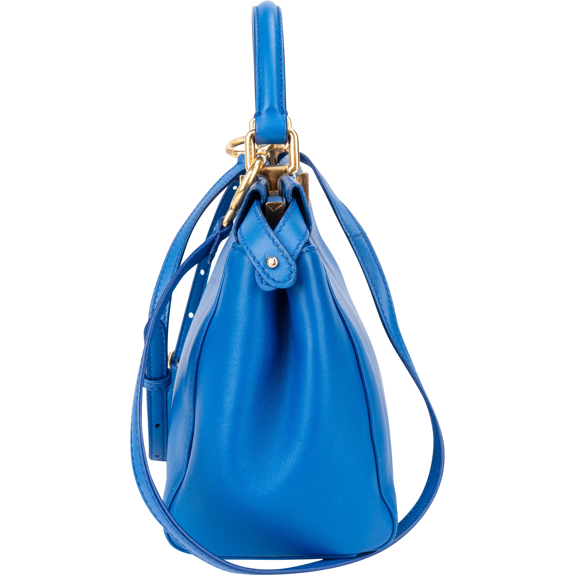 Fendi Blue Leather Peekaboo Handbag