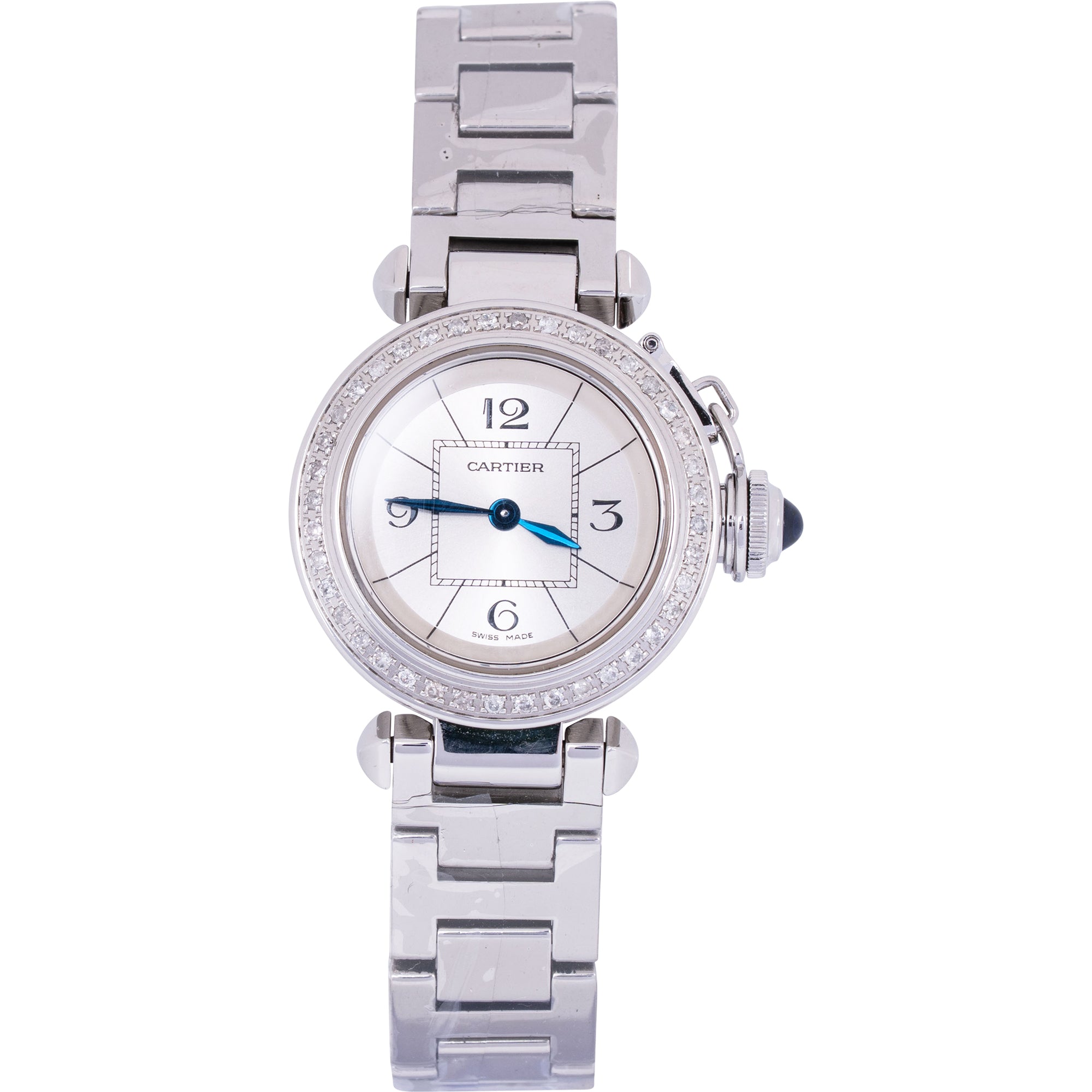 Cartier Silver Tone Miss Pasha Diamond Bezel 2973 Damenuhr