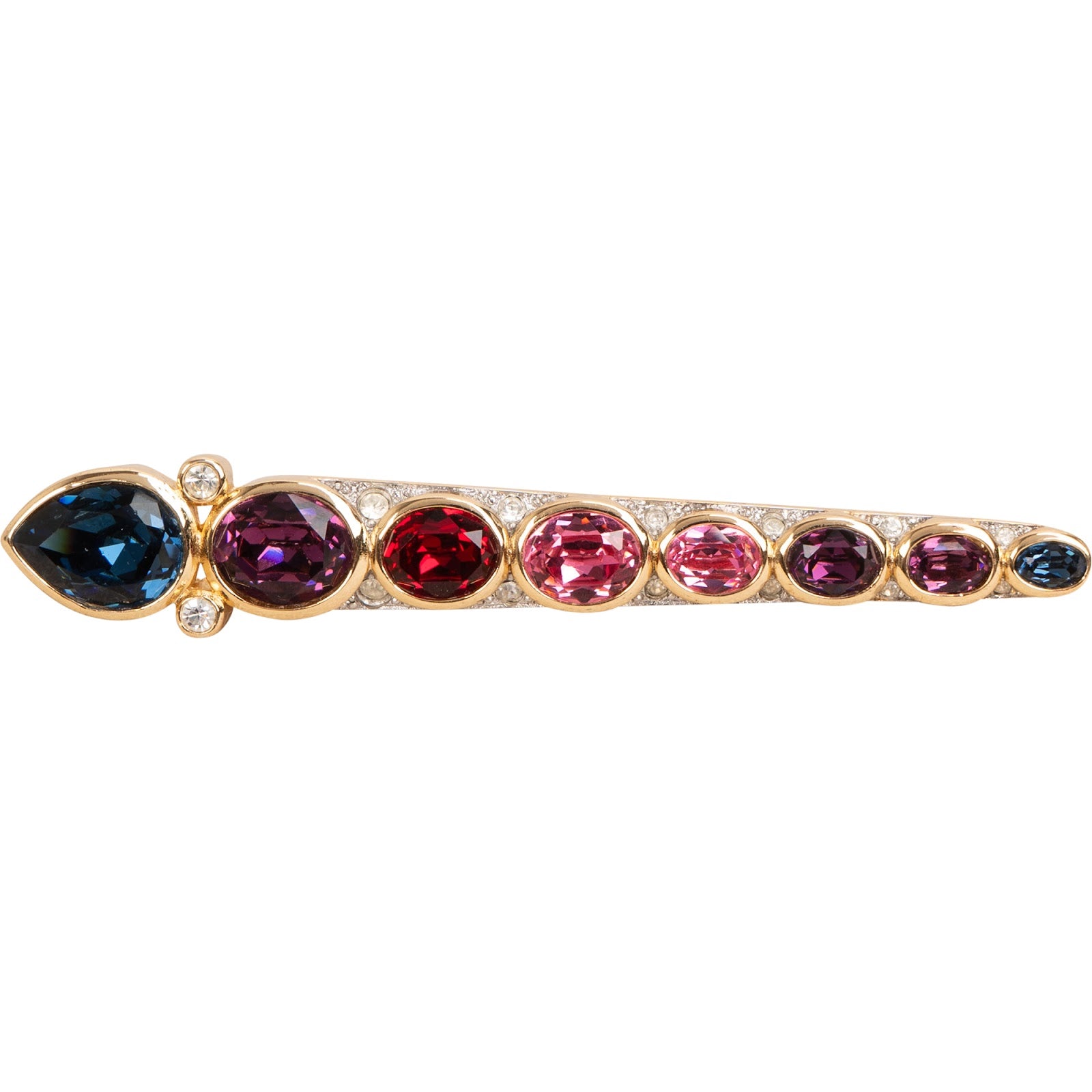 Christian Dior Rare Vintage Gold Tone Crystal Brooch