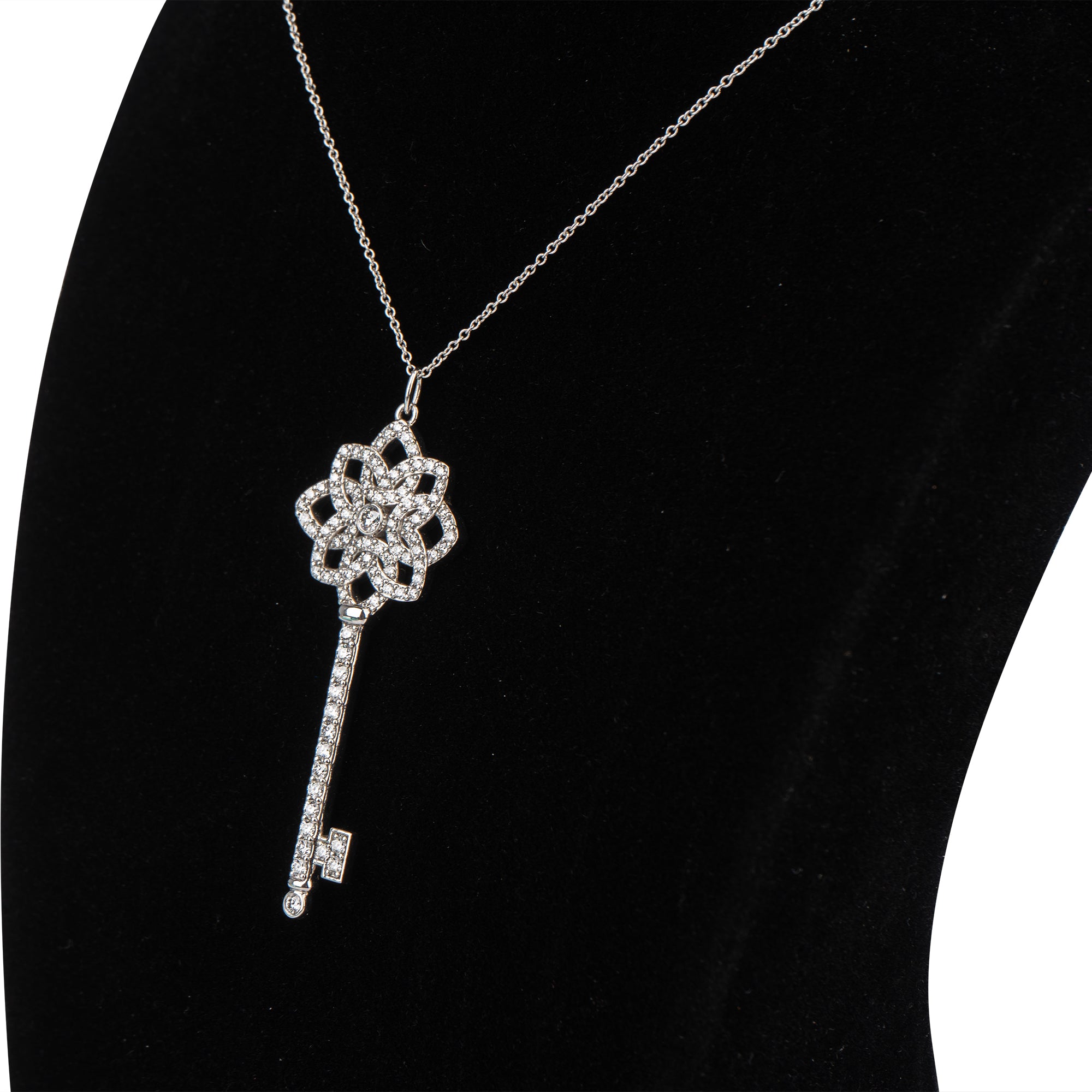 Tiffany & Co. 950 Platinum Crystal Woven Key Necklace