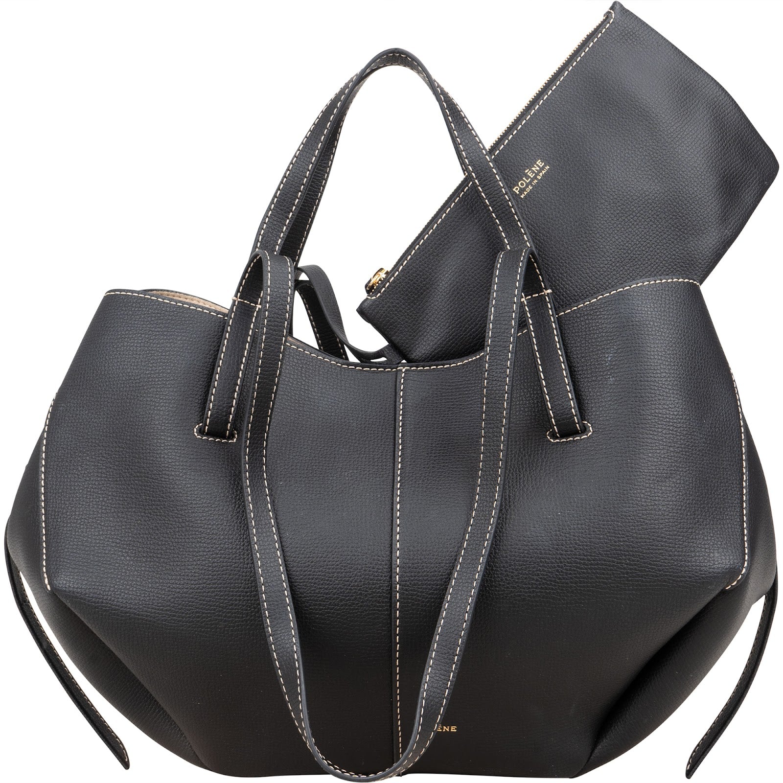 Polène Grained Leather Cyme Tote Handbag