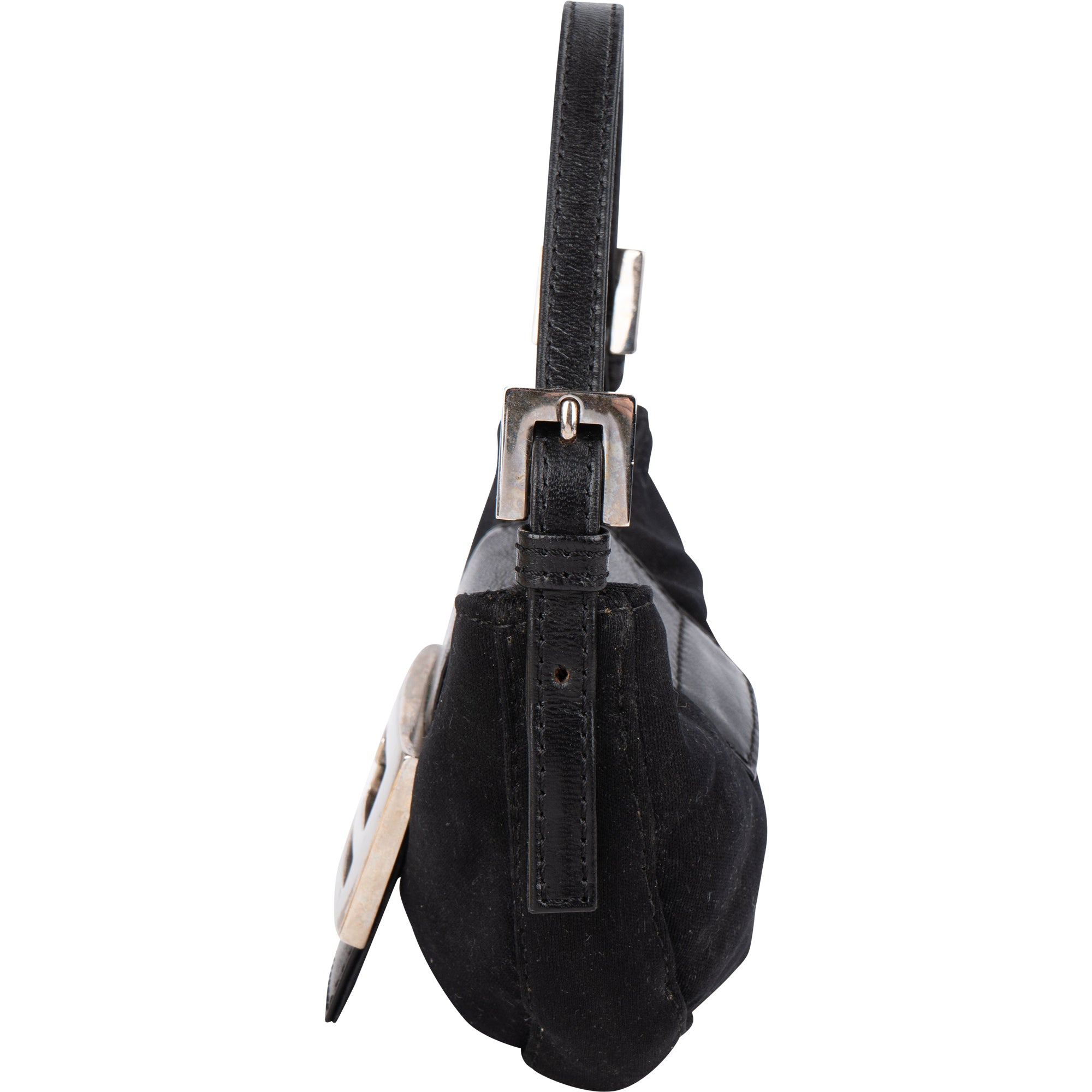 Fendi Cotton FF Buckle Micro Croissant Handbag