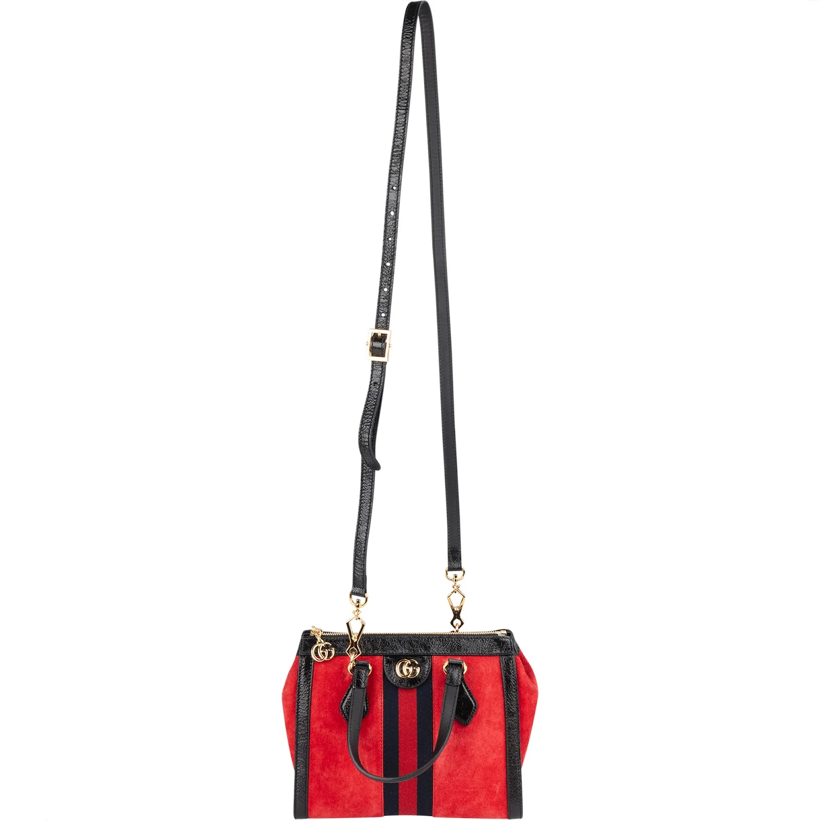 Gucci Patent Leather Suede Ophidia Small Handbag