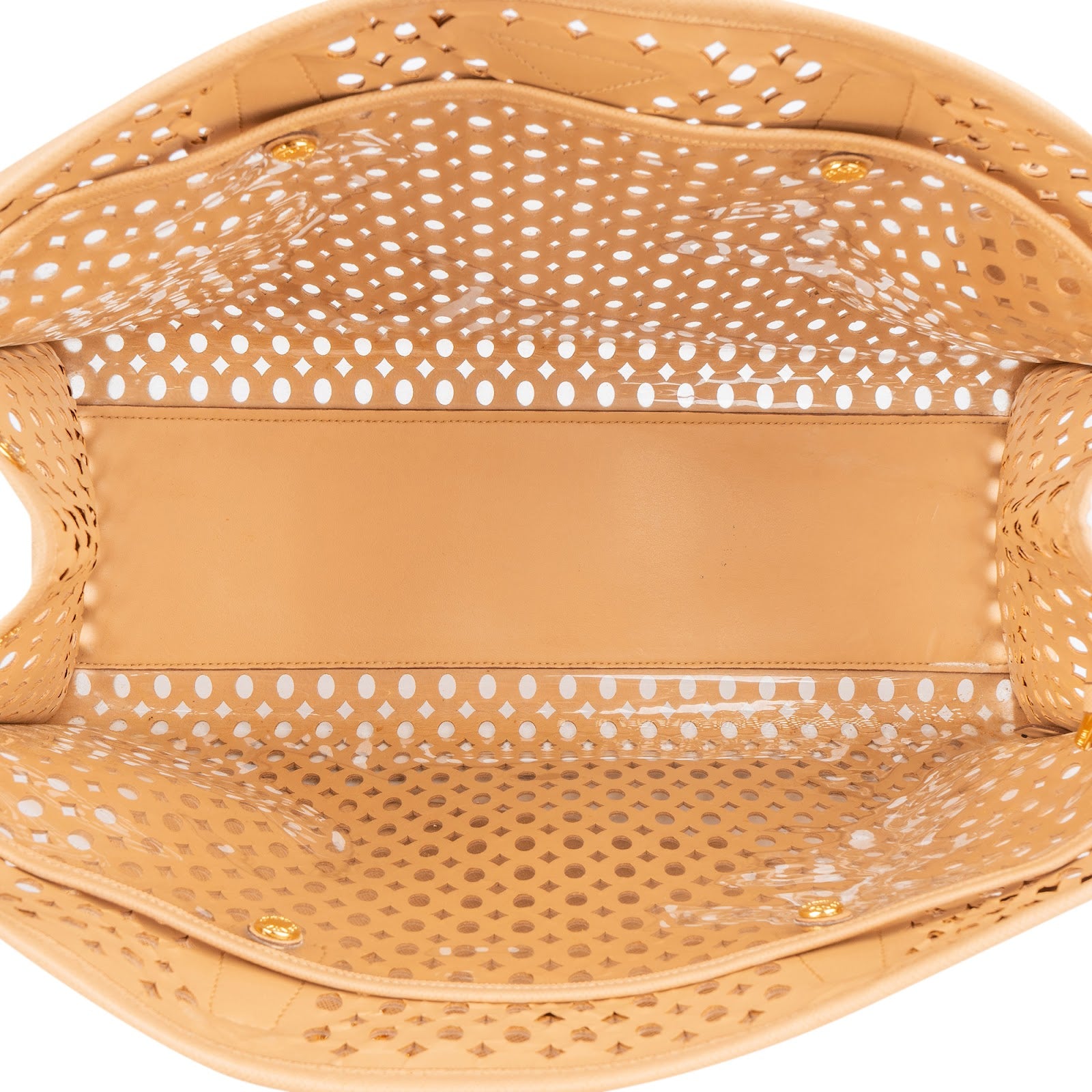 Prada Saffiano Leather Perforated Fori Tote Handbag