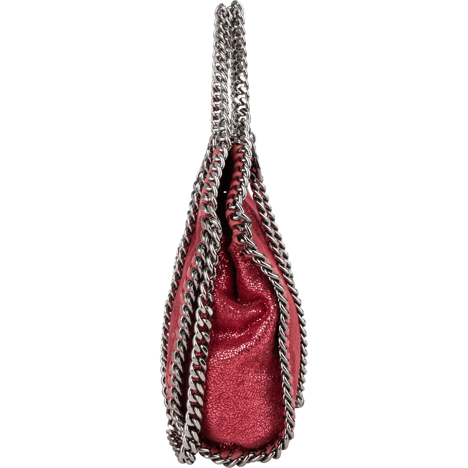 Stella McCartney Metallic Shaggy Mini Falabella Fold Over Tote Crossbody Handbag