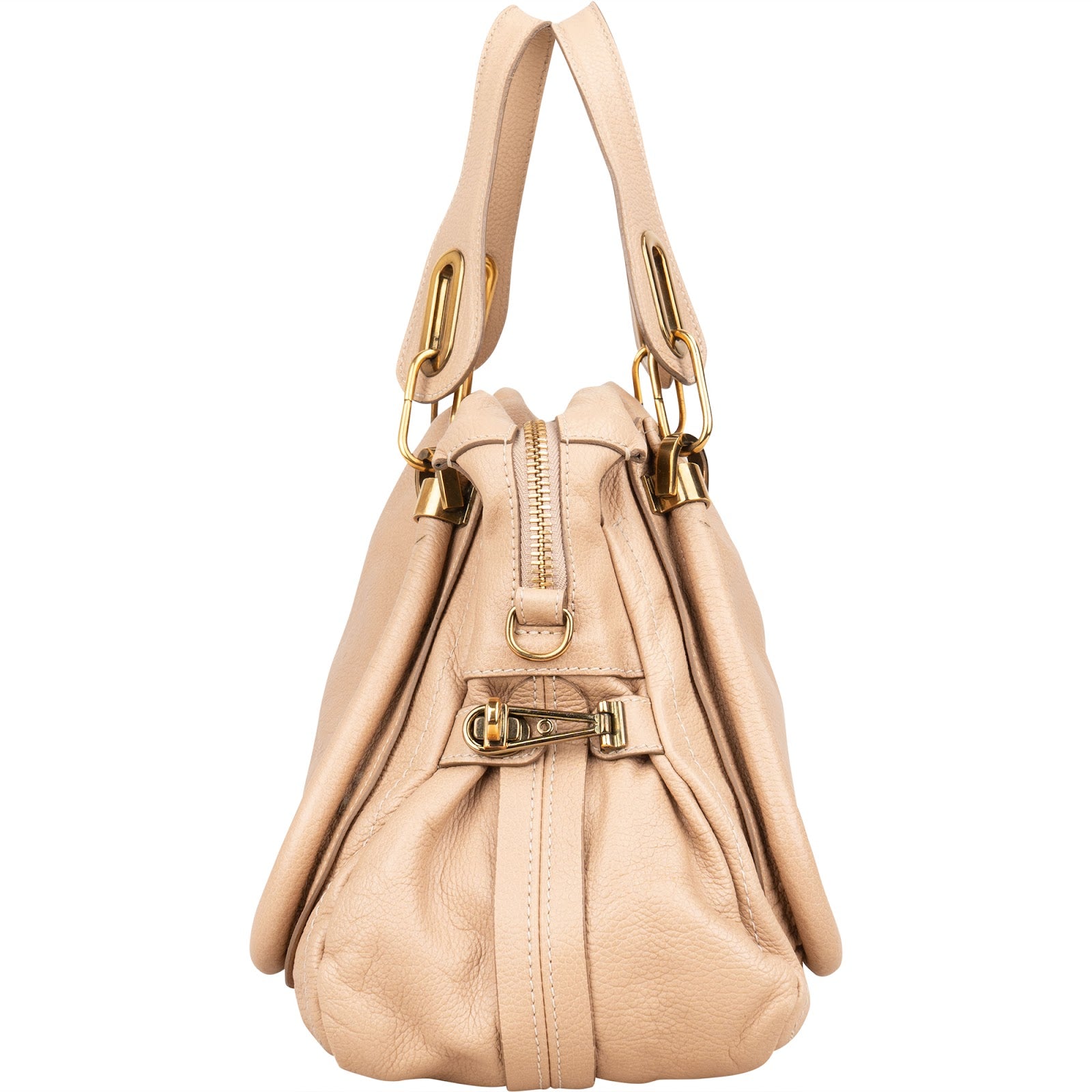 Chloé Beige Pebbled Leather Paraty Handbag