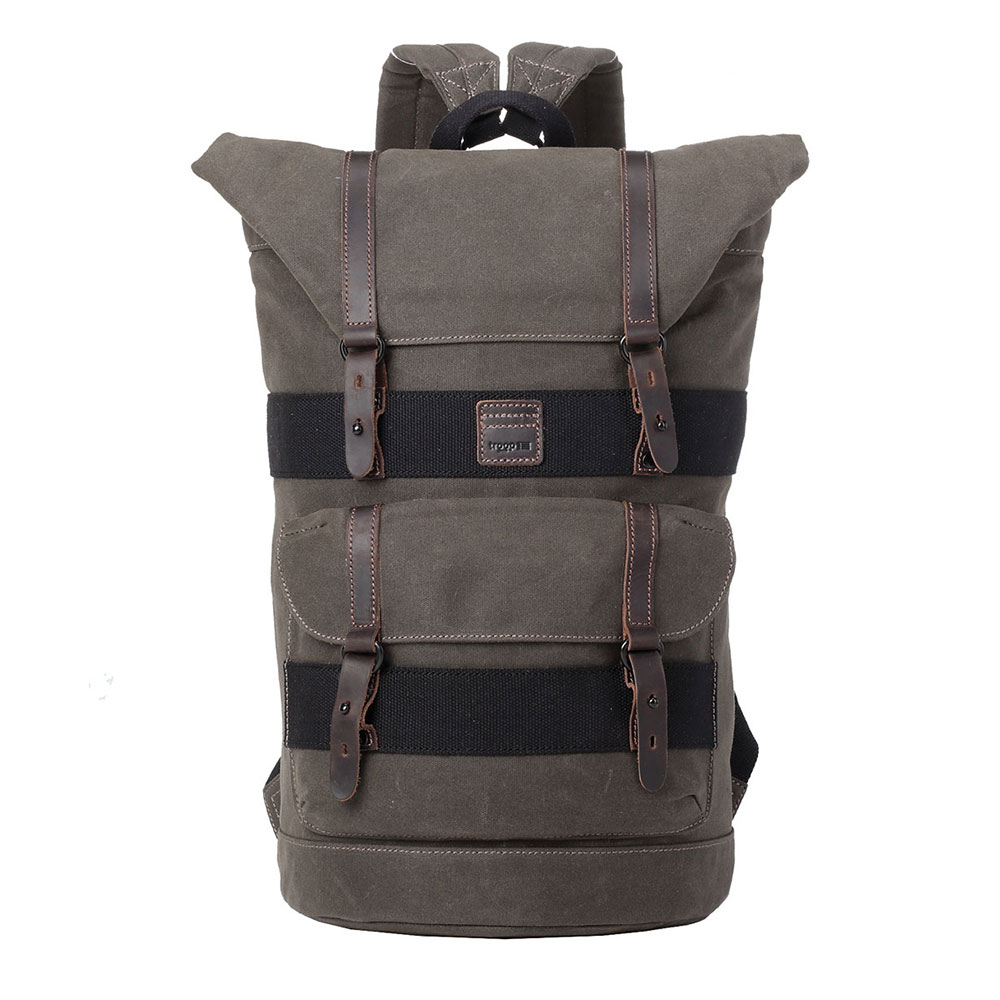 Heritage Waxed Canvas Fold Top Backpack - Olive