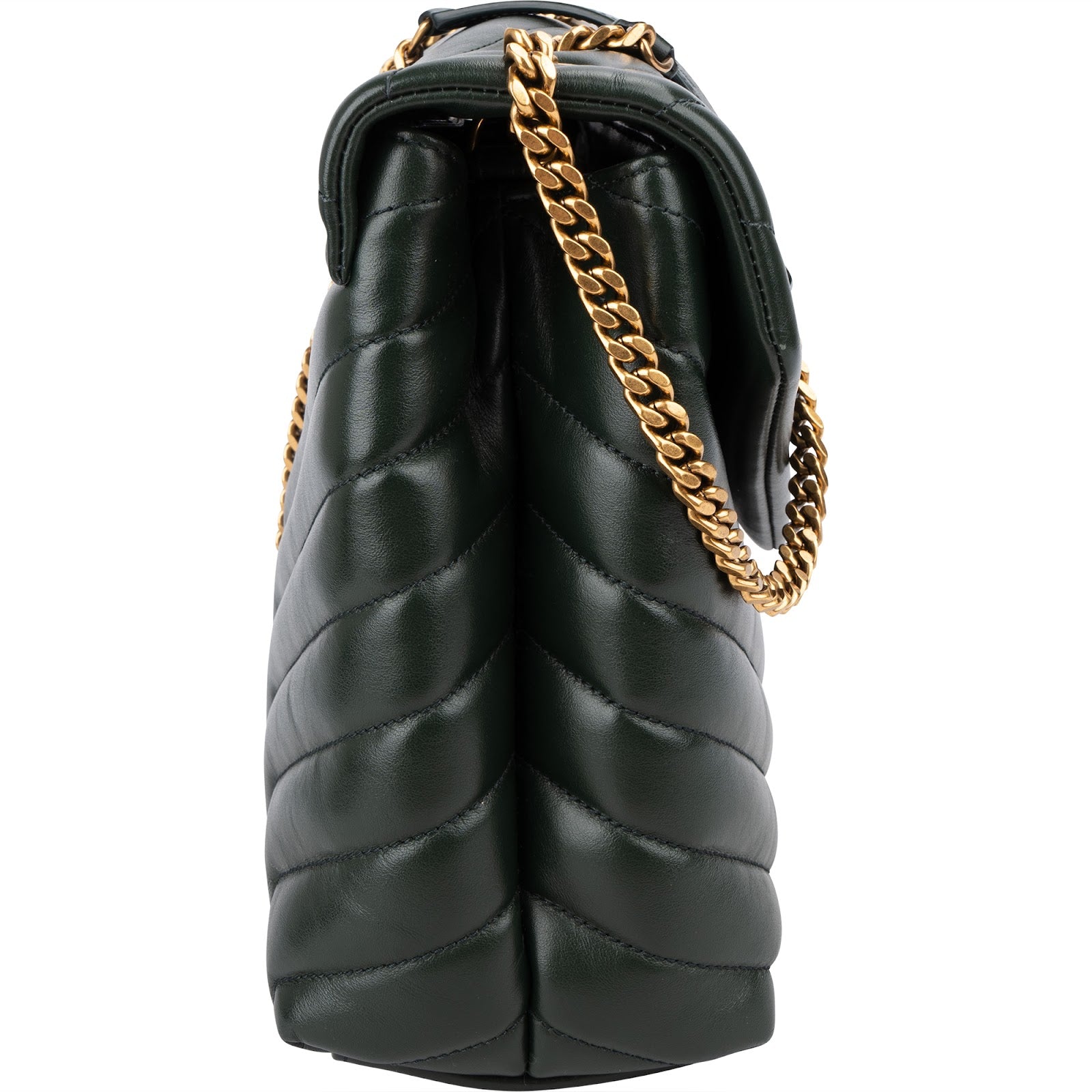 Yves Saint Laurent Dark Green Quilted Calfskin Medium Loulou Schultertasche