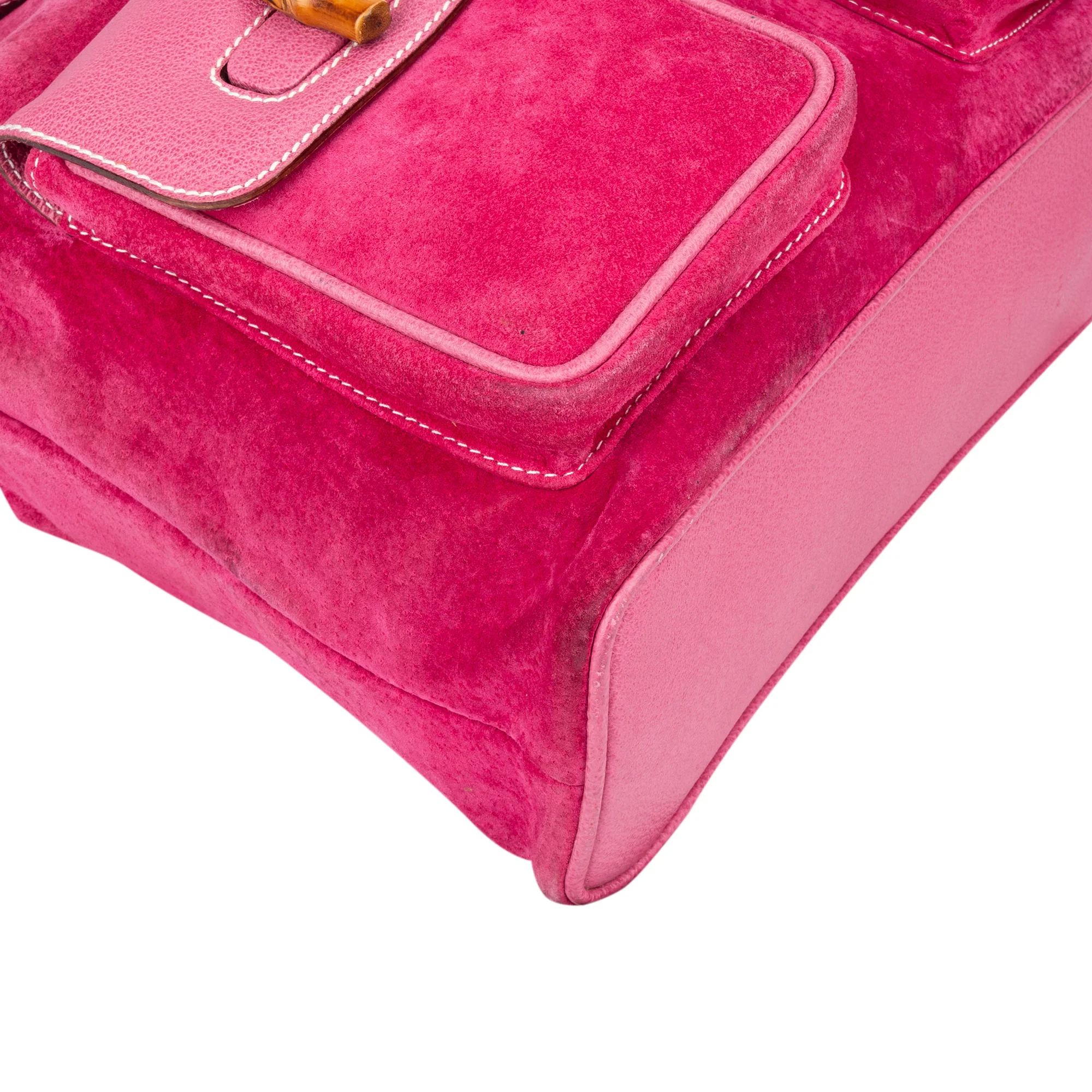 Gucci Pink Suede Bamboo Rucksack