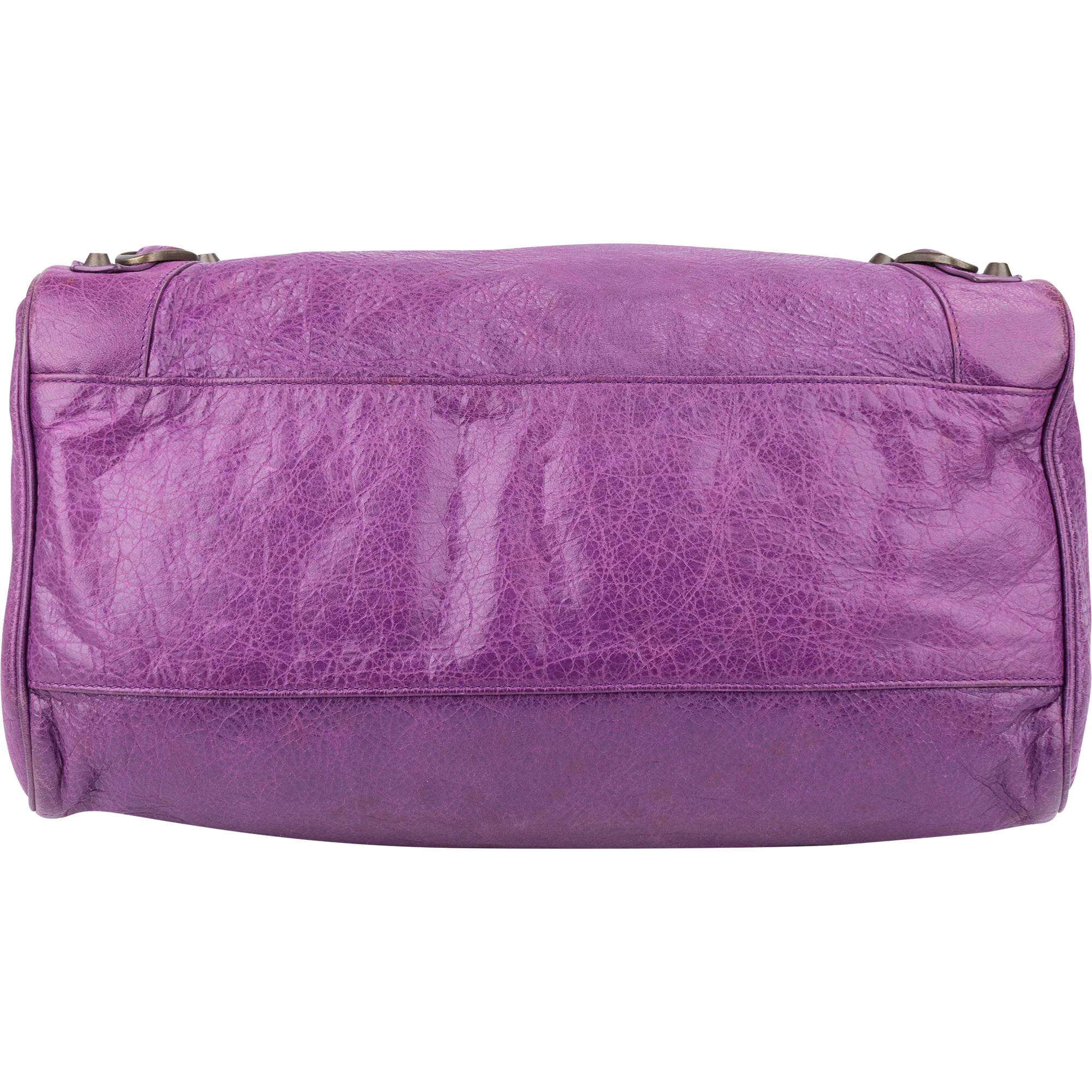 Balenciaga Purple Leather Classic City Handbag