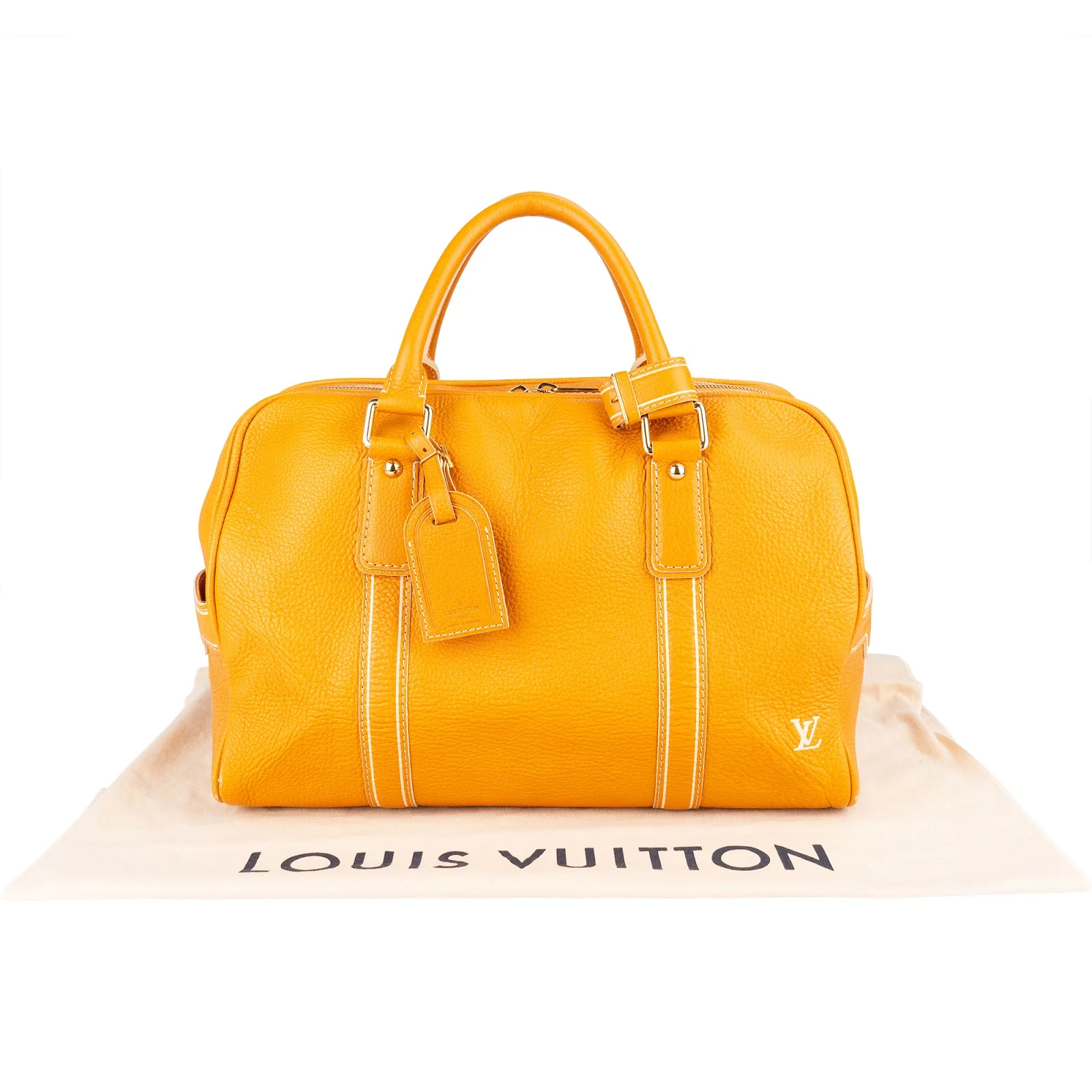 Louis Vuitton Yellow Taurillon Jaune Tobago Weekender 45 Reisetasche