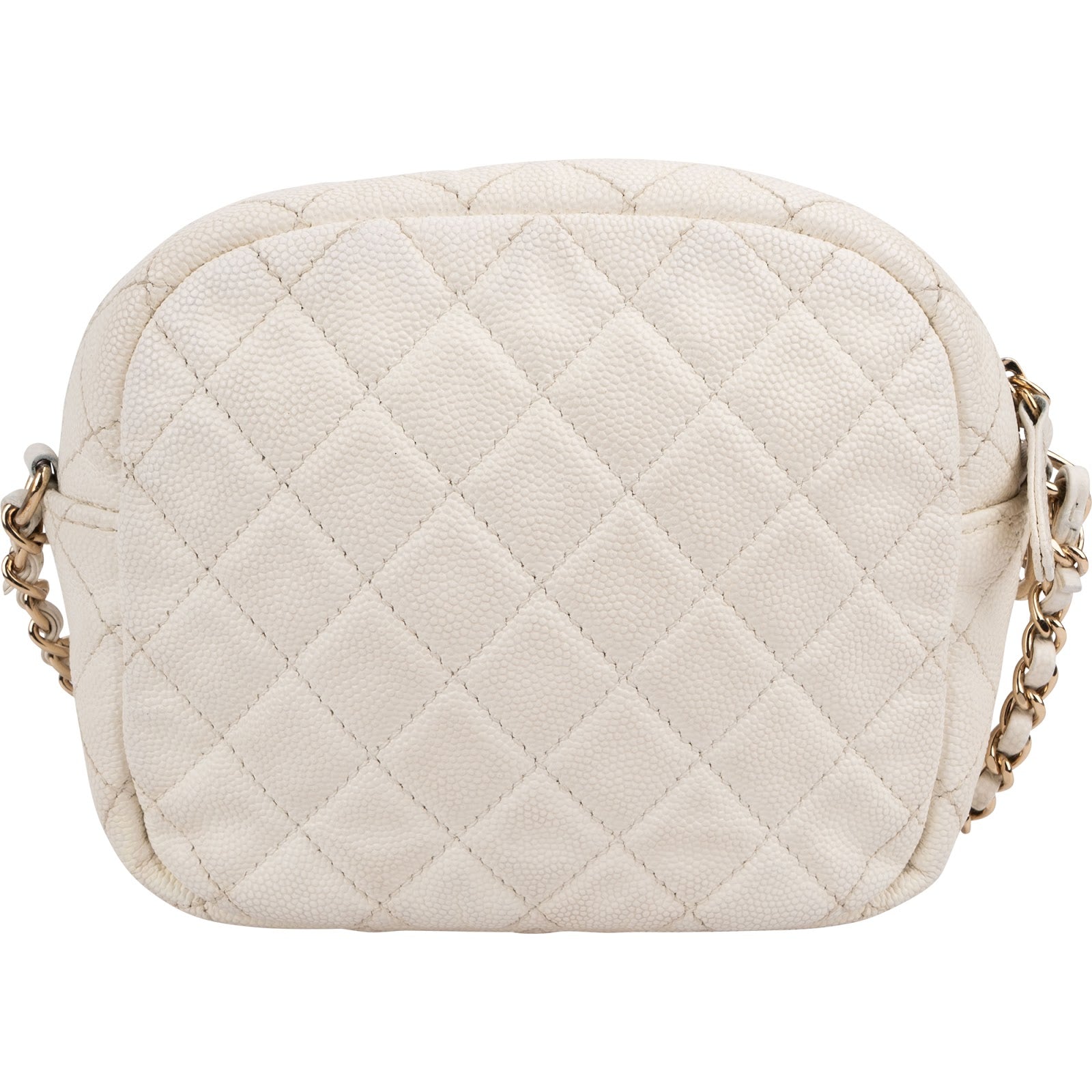 Chanel Quilted Caviar Leather Small Round Camera Crossbody Bag