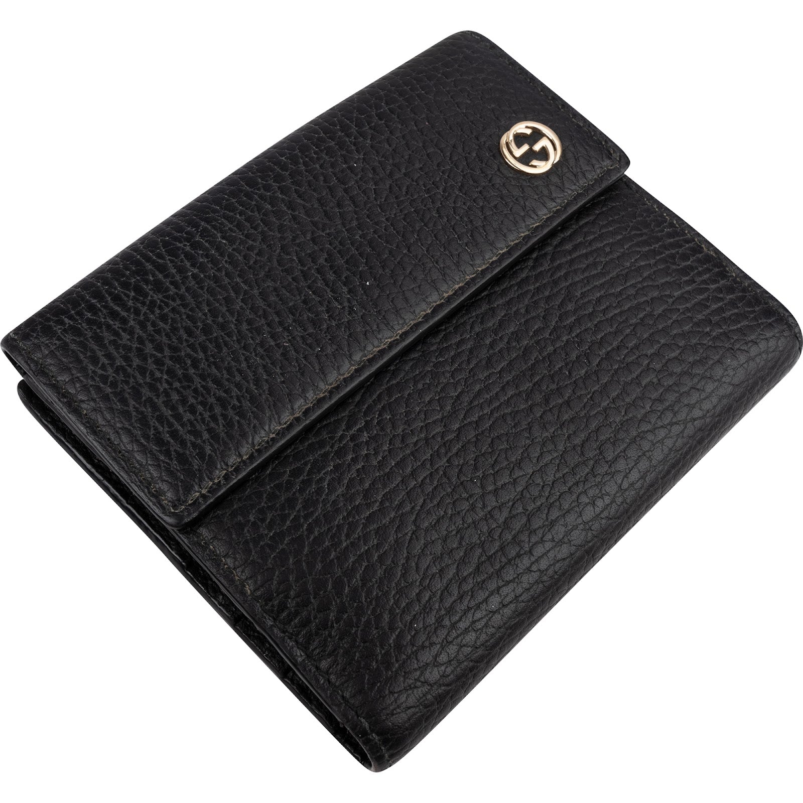 Gucci Grained Leather Interlocking GG Wallet