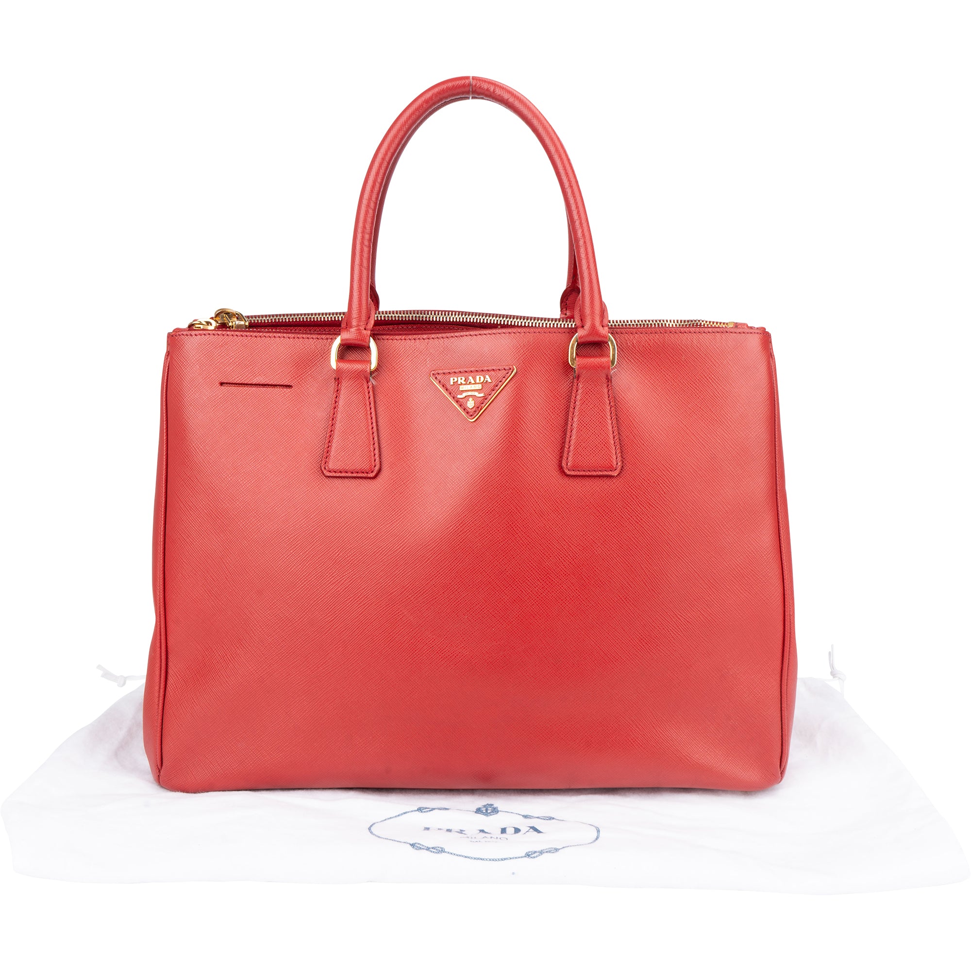 Prada Red Saffiano Leather Galleria Handbag