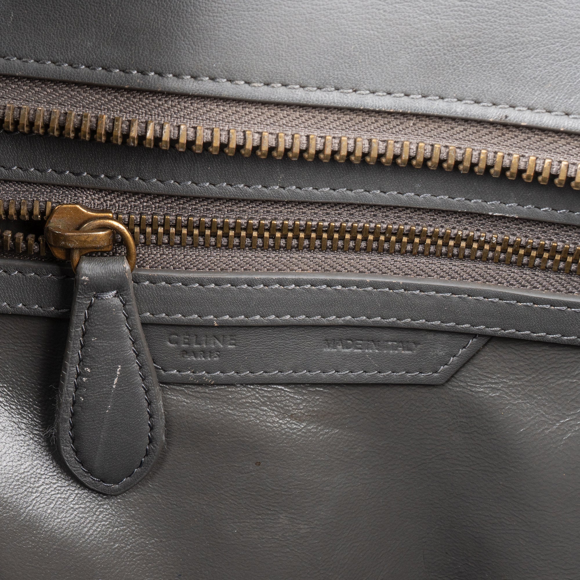 Céline Grey Leather Luggage Handbag