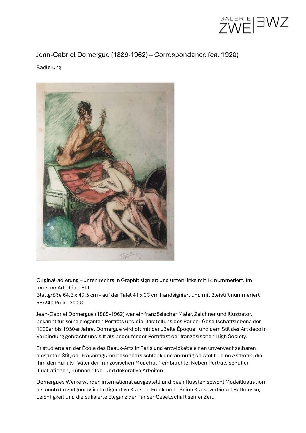 Jean-Gabriel Domergue – Correspondance