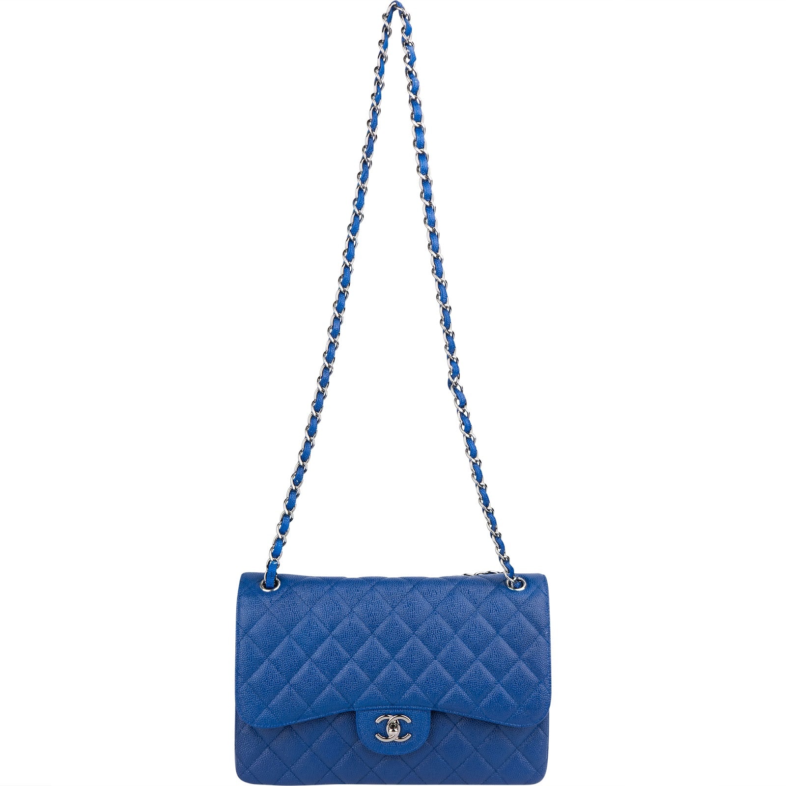 Chanel Quilted Caviar Leather Jumbo Double Flap Crossbody Bag