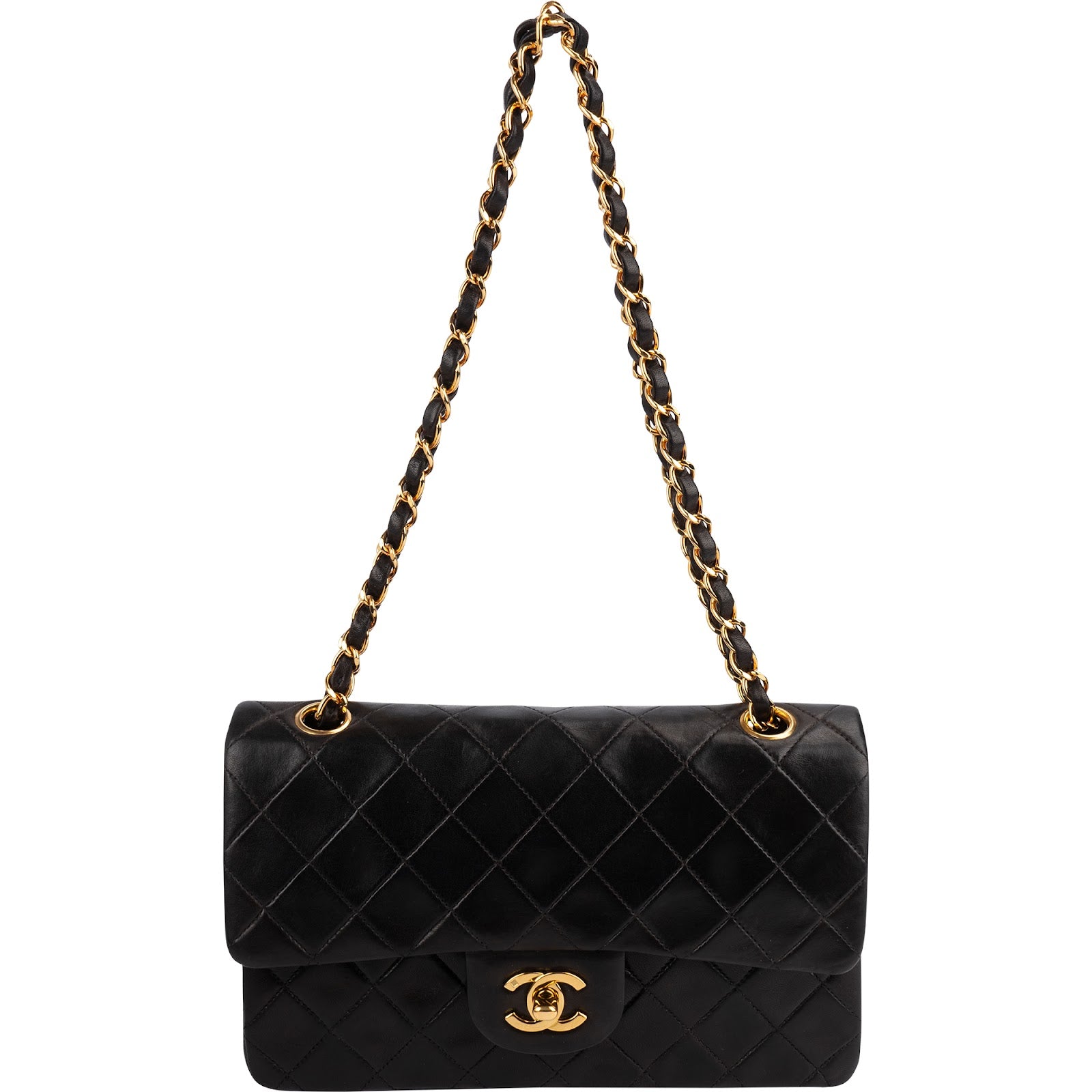 Chanel Quilted Lambskin 24K Gold Small Double Flap Shoulder Bag