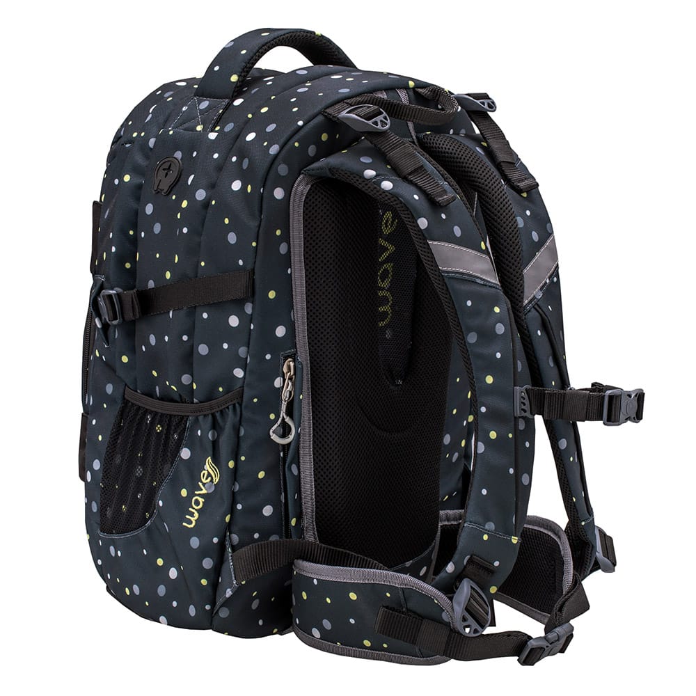 Infinity Backpack - Black and Yellow Dots