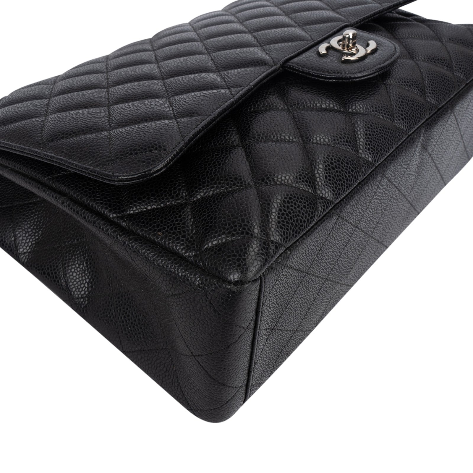 Chanel Quilted Caviar Leather Palladium Maxi Single Flap Crossbody Bag