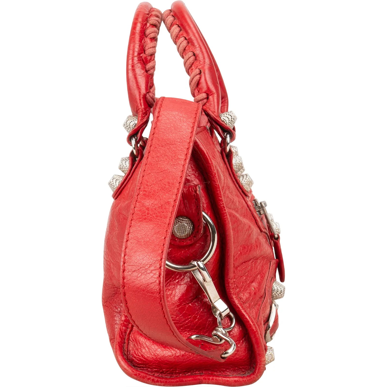 Balenciaga Red Leather Mini City Handbag