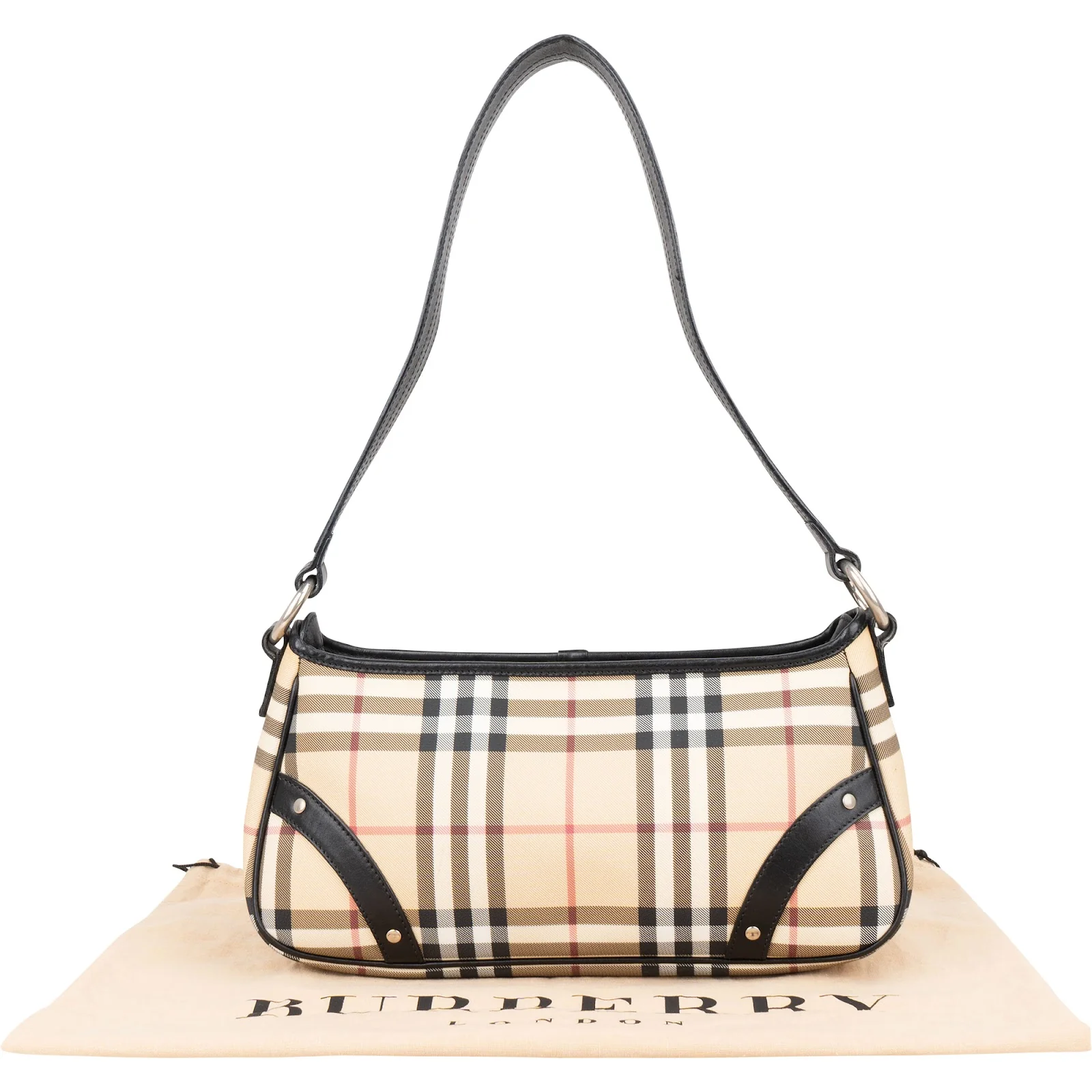 Burberry Nova-Check Monogram Studded Shoulder Bag
