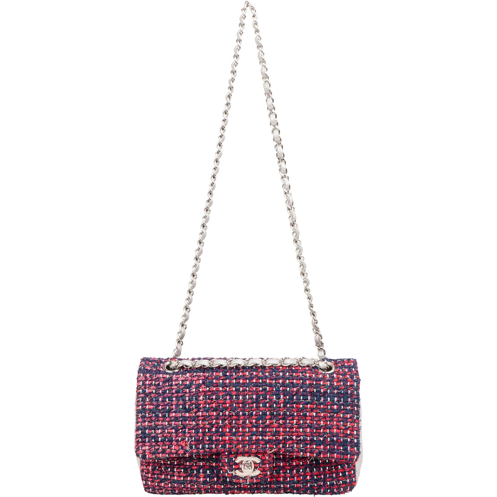 Chanel Quilted Multicolor Tweed and Lambskin Medium Double Flap Shoulder Bag