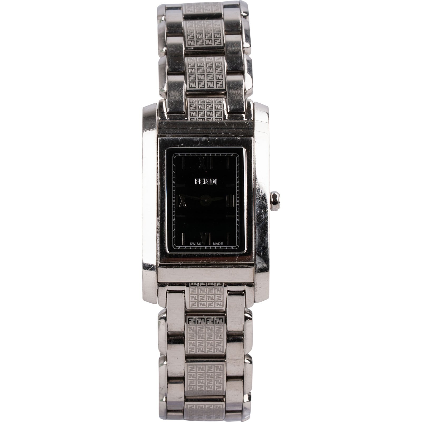 Fendi Silver Tone Classico Emblem FF Monogram 7600L Damenuhr