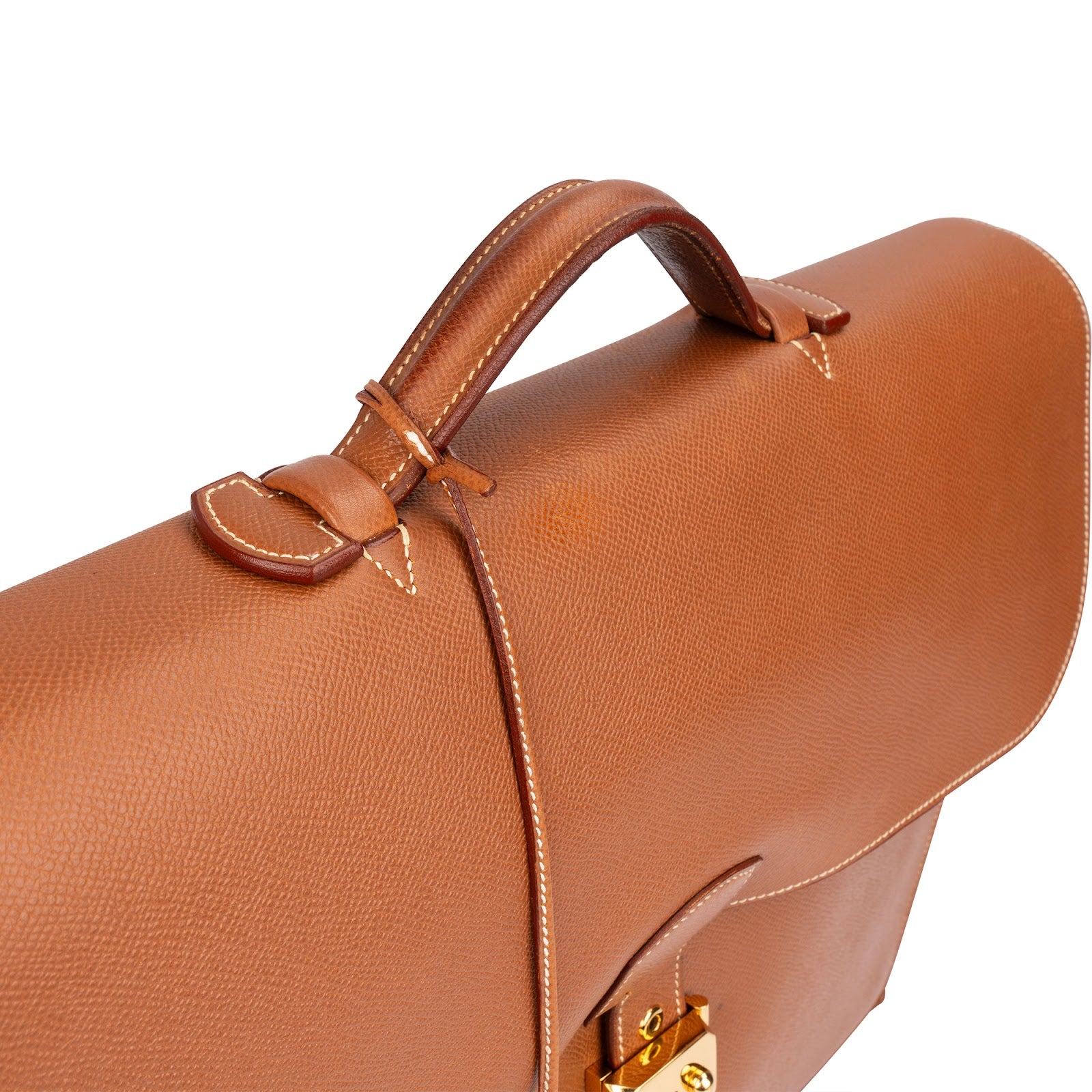 Borsa da lavoro Hermès in pelle marrone Courchevel "Sac à Dépeches"