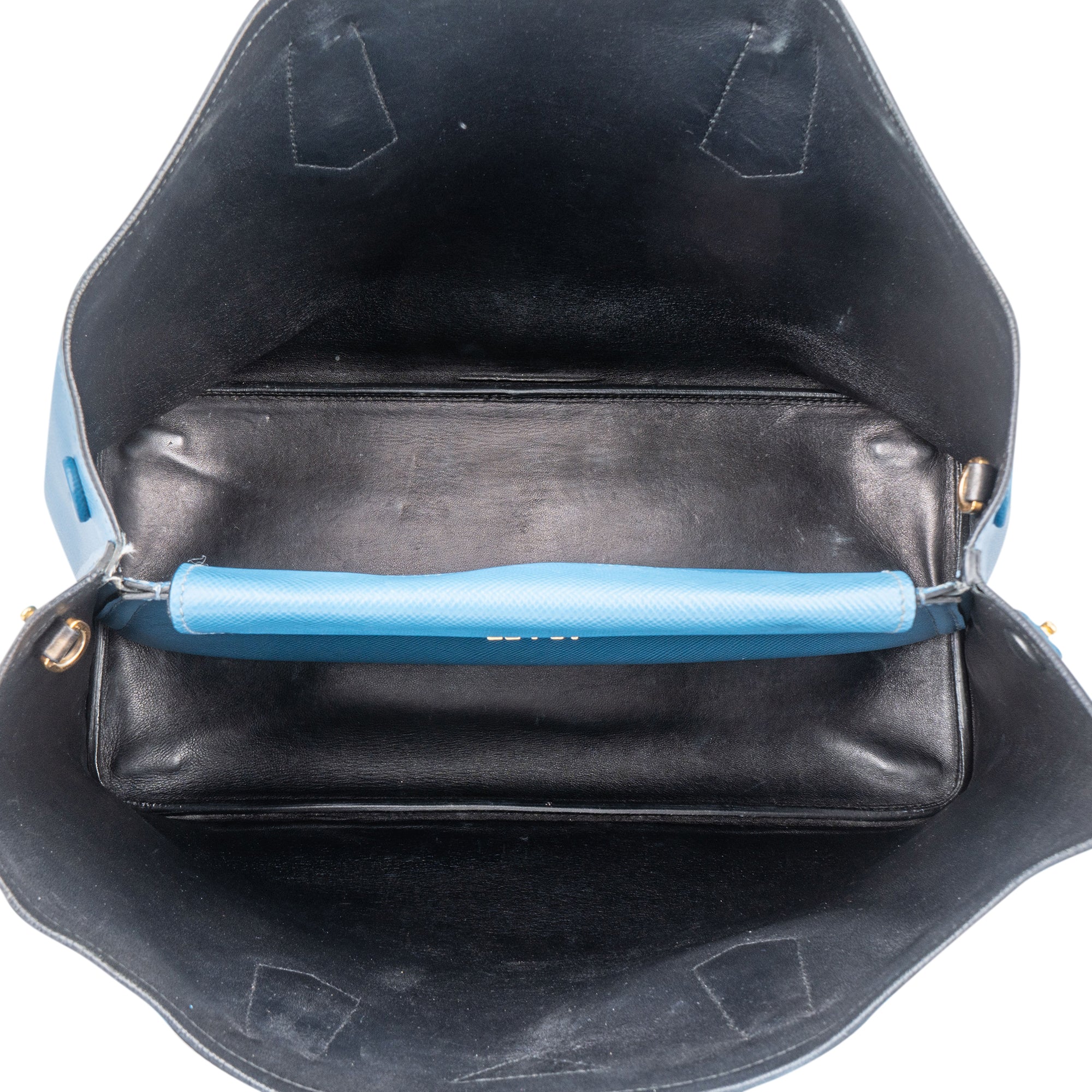 Prada Blue Saffiano Leather Double Handbag