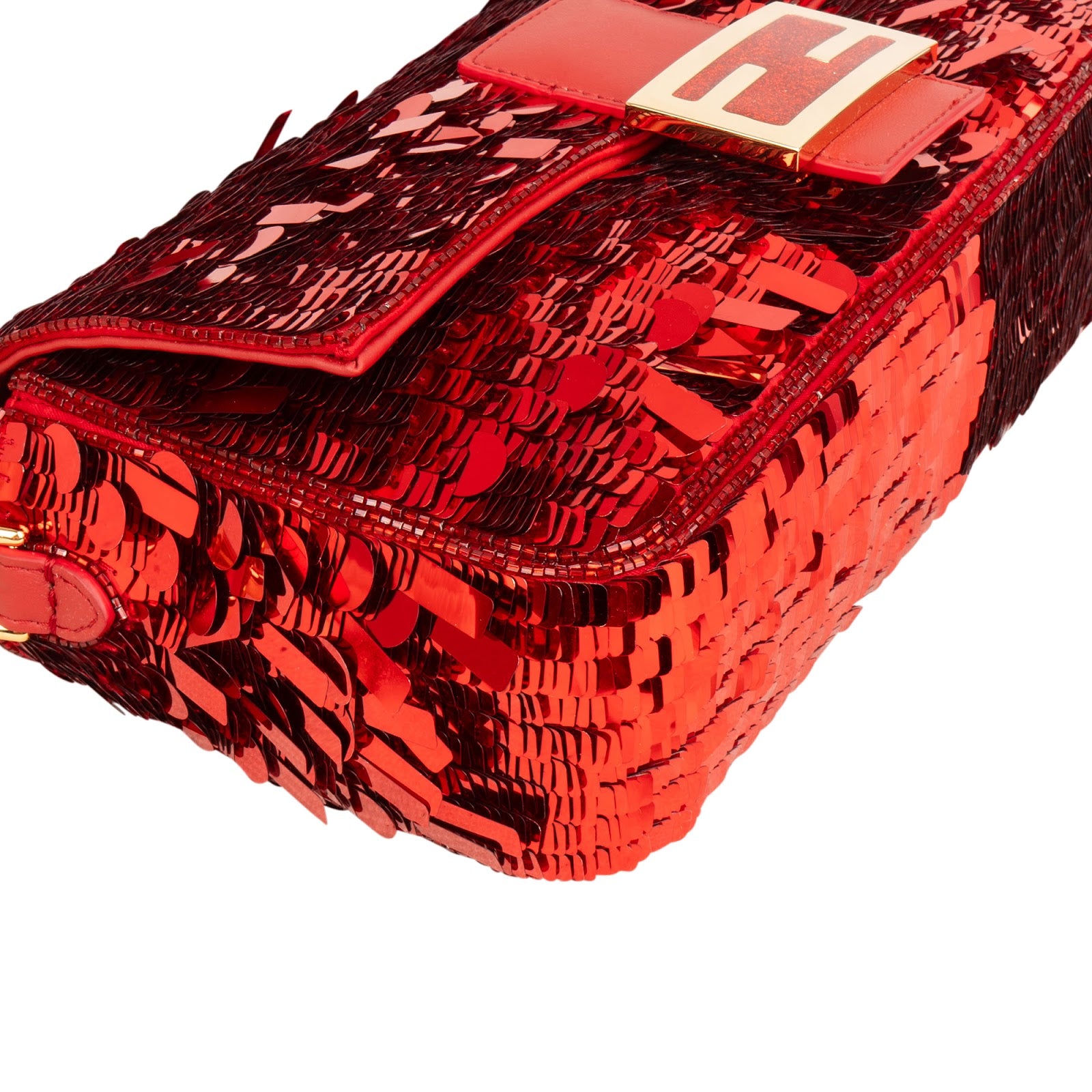 Fendi Red Sequin Limited Sex And The City Baguette Shoulder Bag