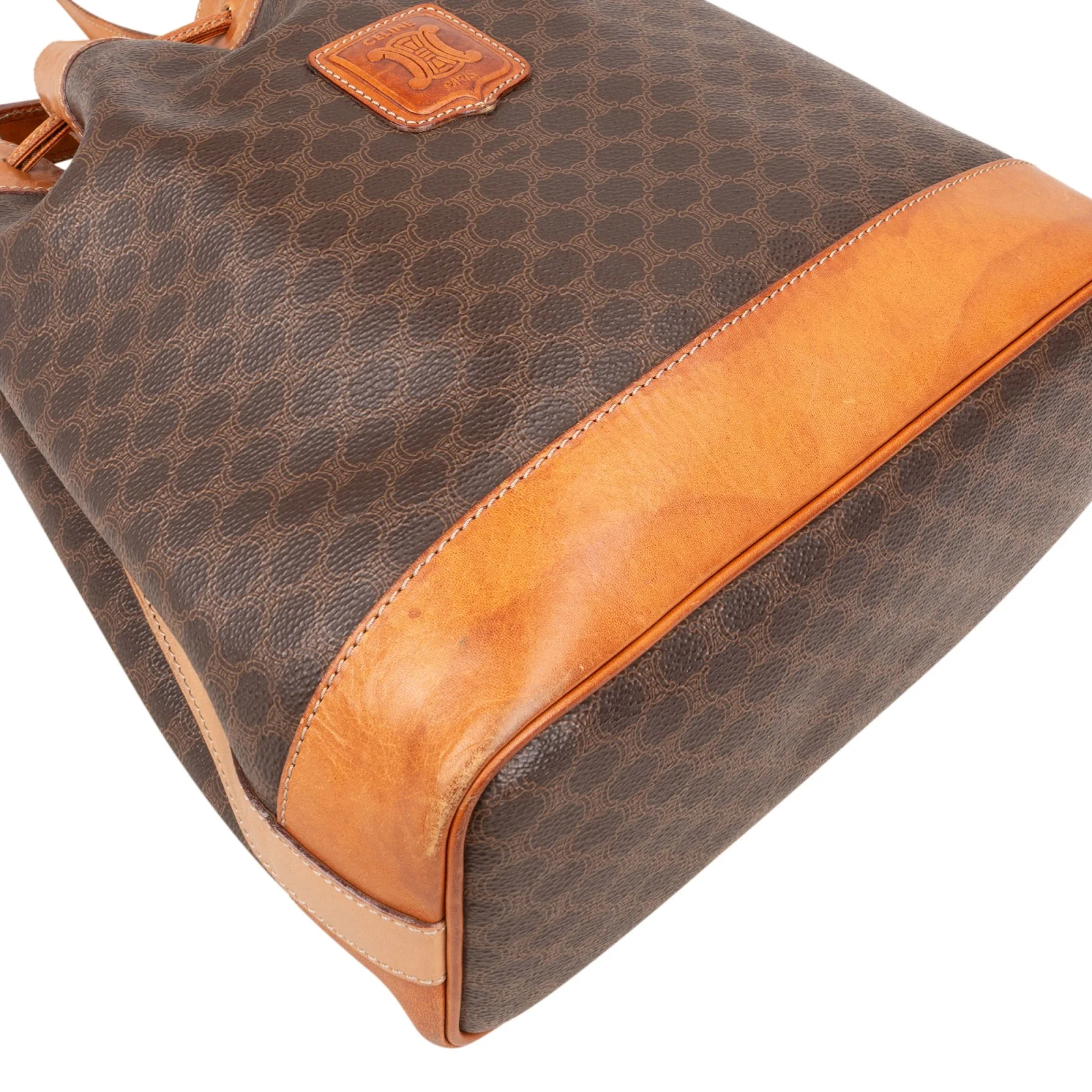 Celine Macadam Canvas Drawstring Bucket Shoulder Bag