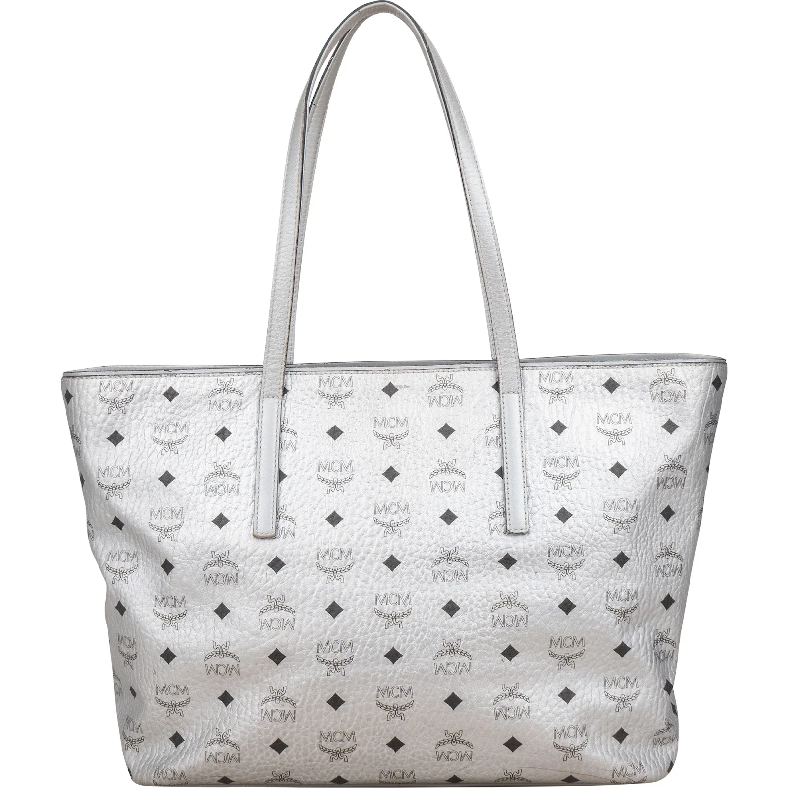 MCM Monogram Visetos Metallic Liz Shopper Tote Shoulder Bag