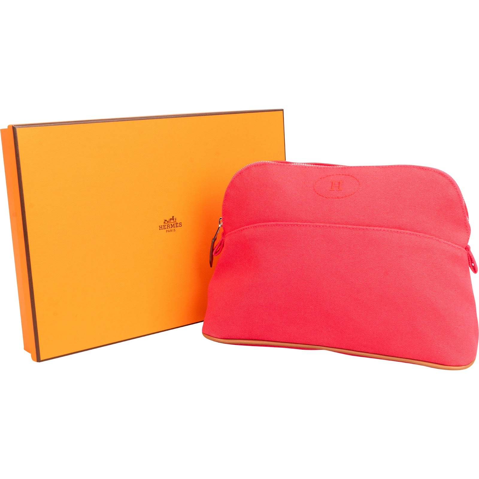 Hermès Hibiskus Canvas Bolide 25 Trousse Pouch Bag