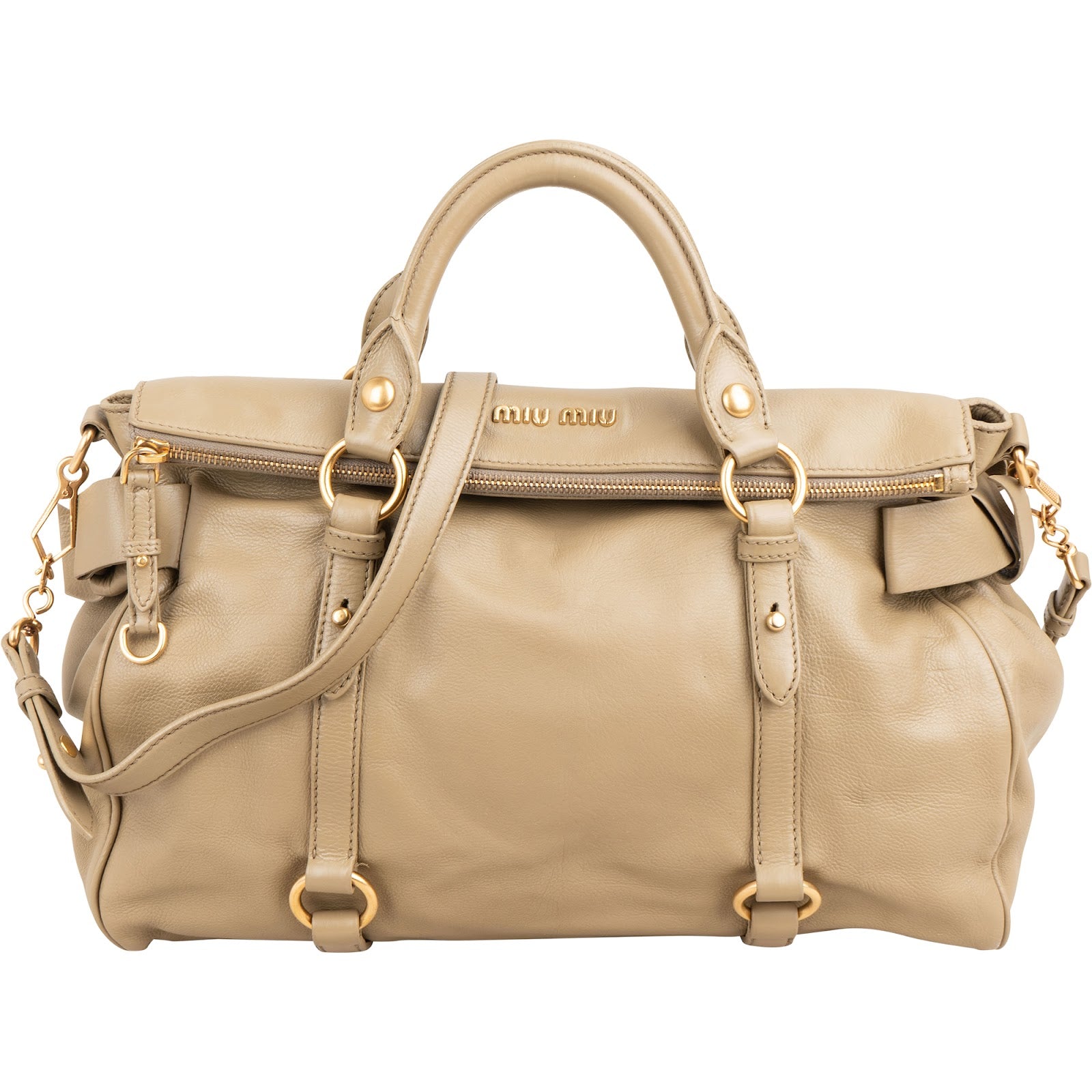 Miu Miu – Vitello Lux Leather Bow Schultertasche
