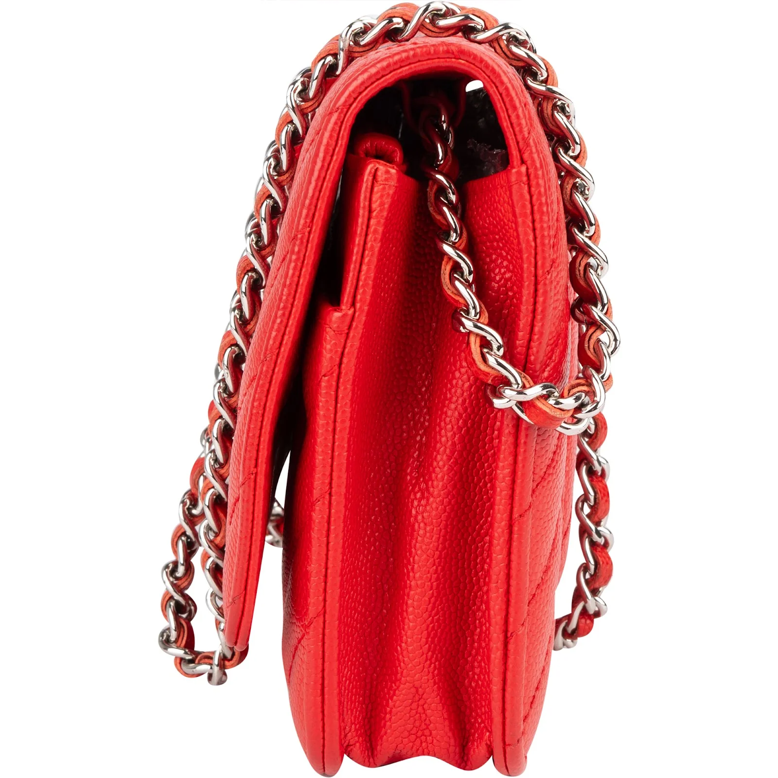 Chanel Chevron Caviar Leather Wallet On Chain Crossbody Bag